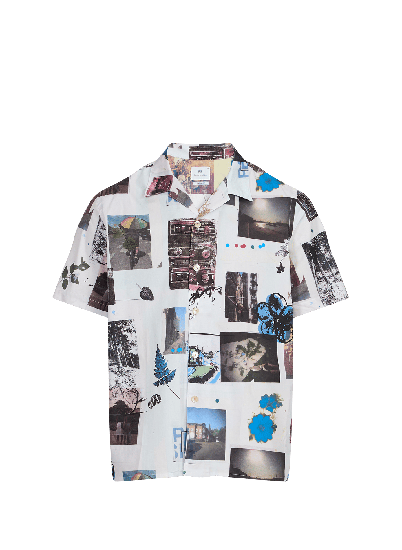 Loose-fitting cotton shirt with scrapbook print PAUL SMITH White
