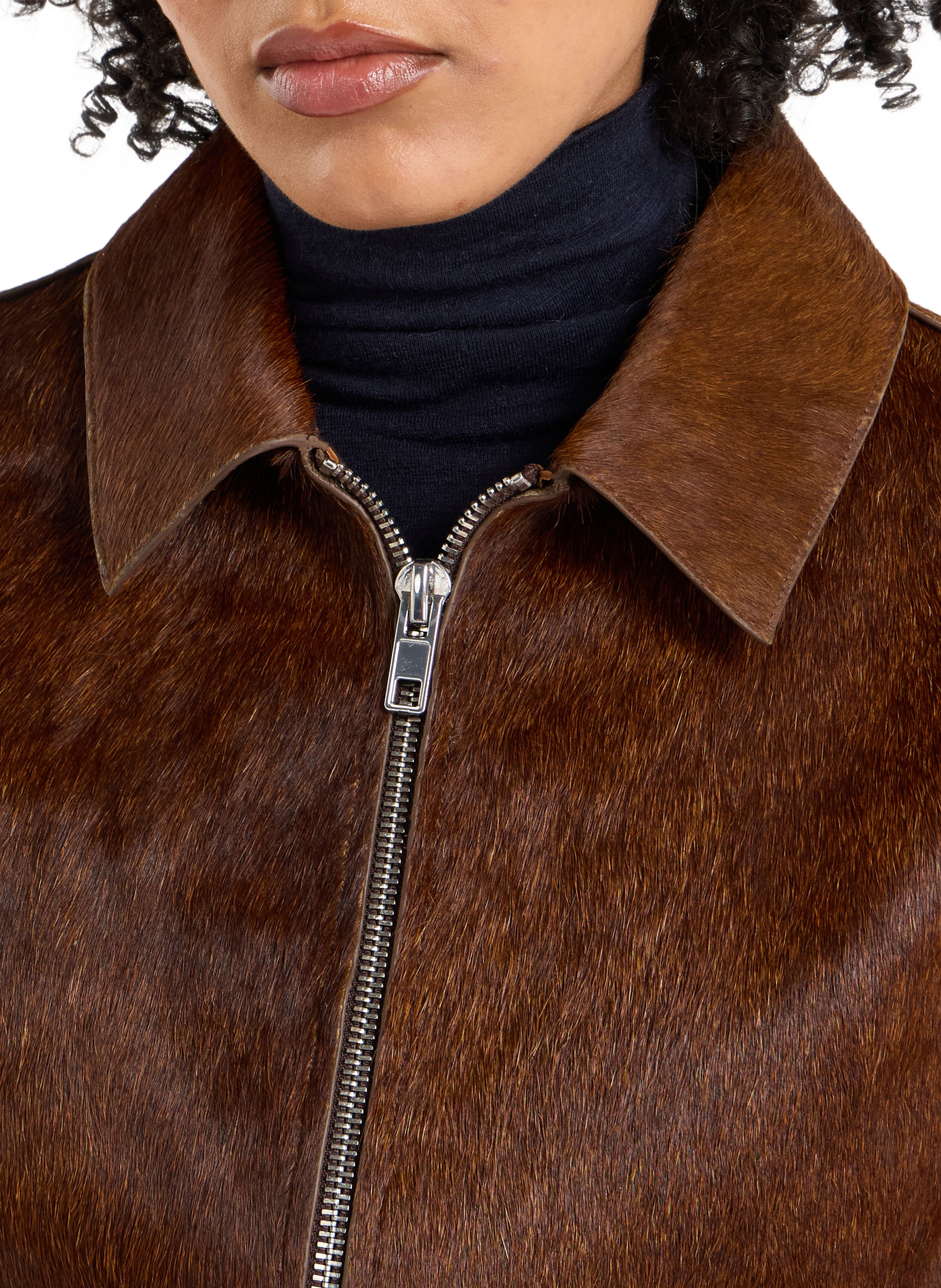 Short Bumiu jacket in pony leather SAISON 1865 Brown