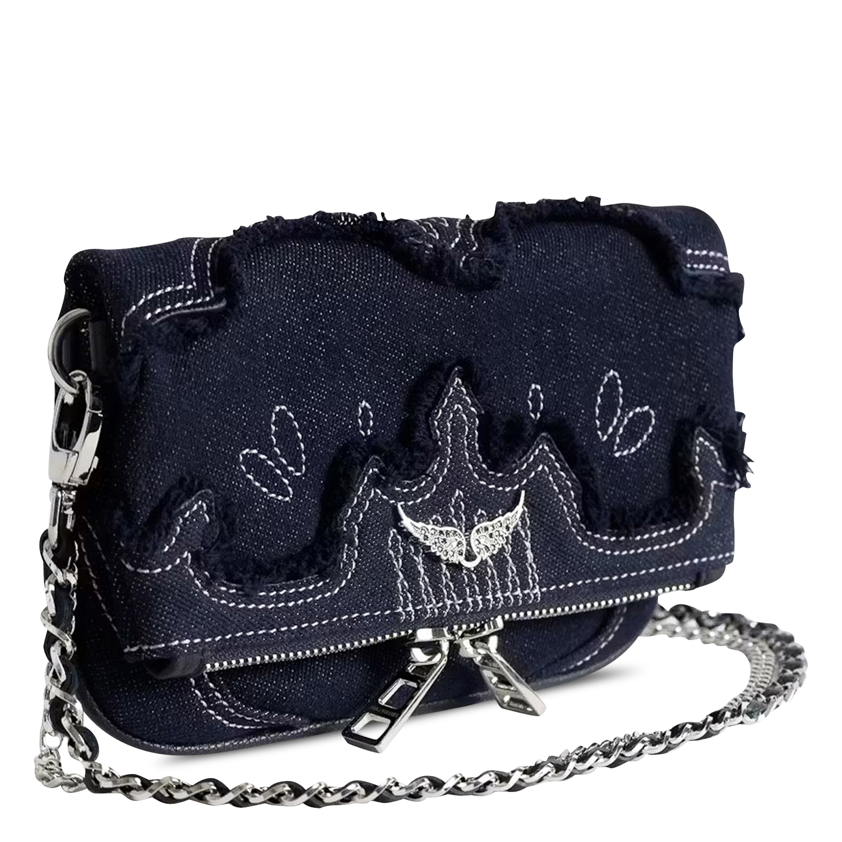 Schoudertas in mini rock denim ZADIG&VOLTAIRE Blauw