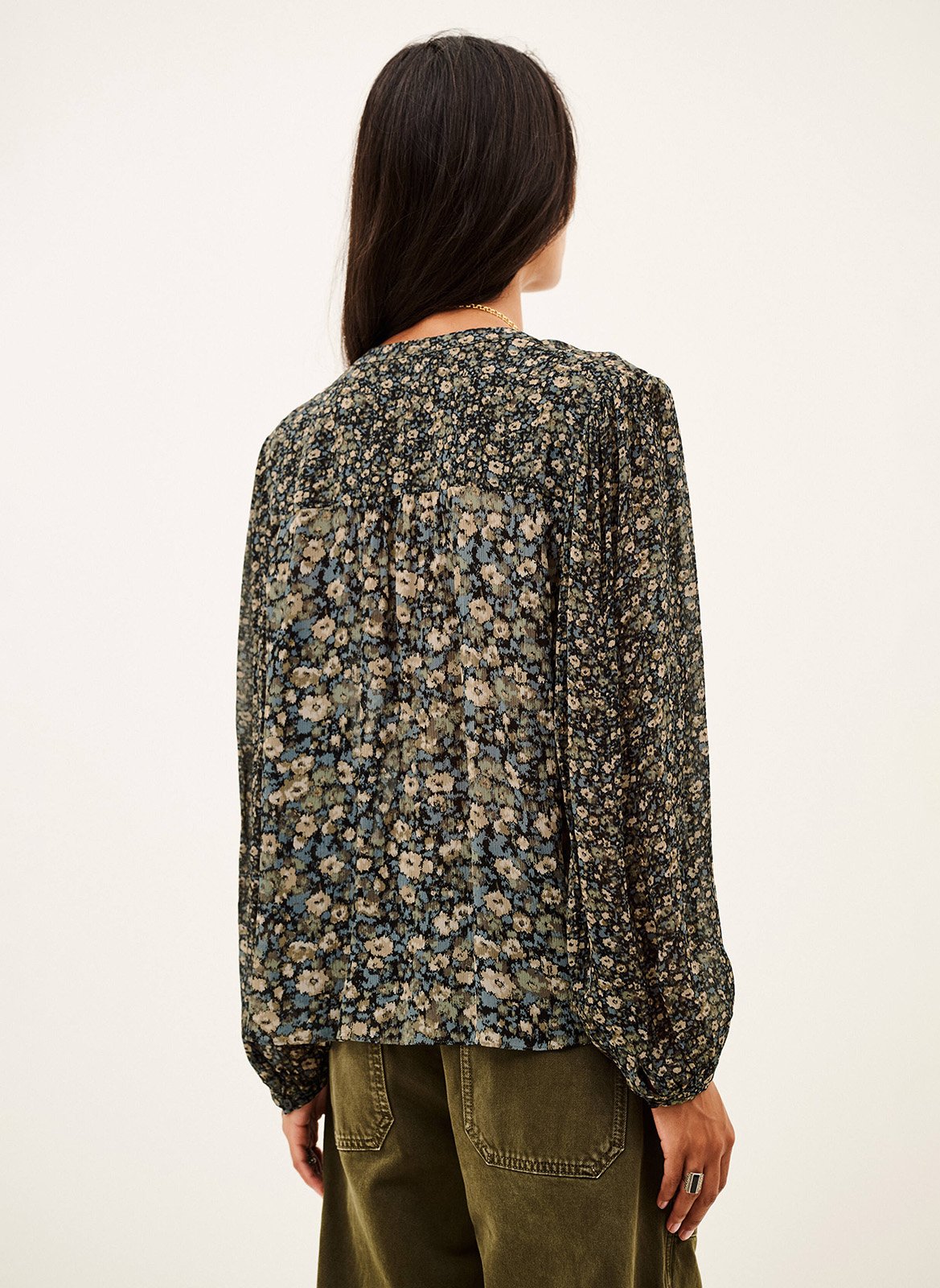 Ruime bedrukte blouse Kross BA&SH Kaki