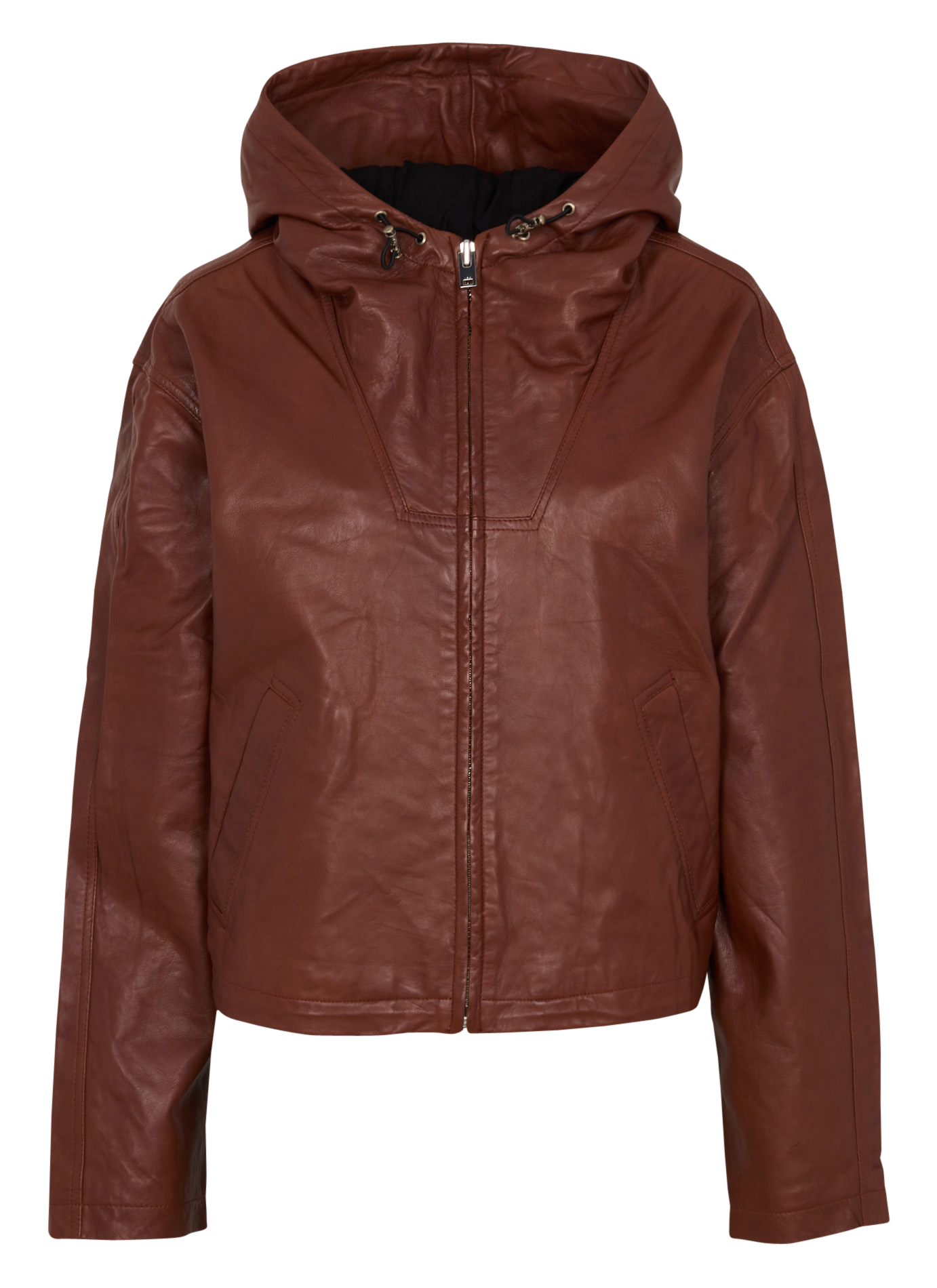 Oversized leren jas met capuchon Ranura IRO Bruin