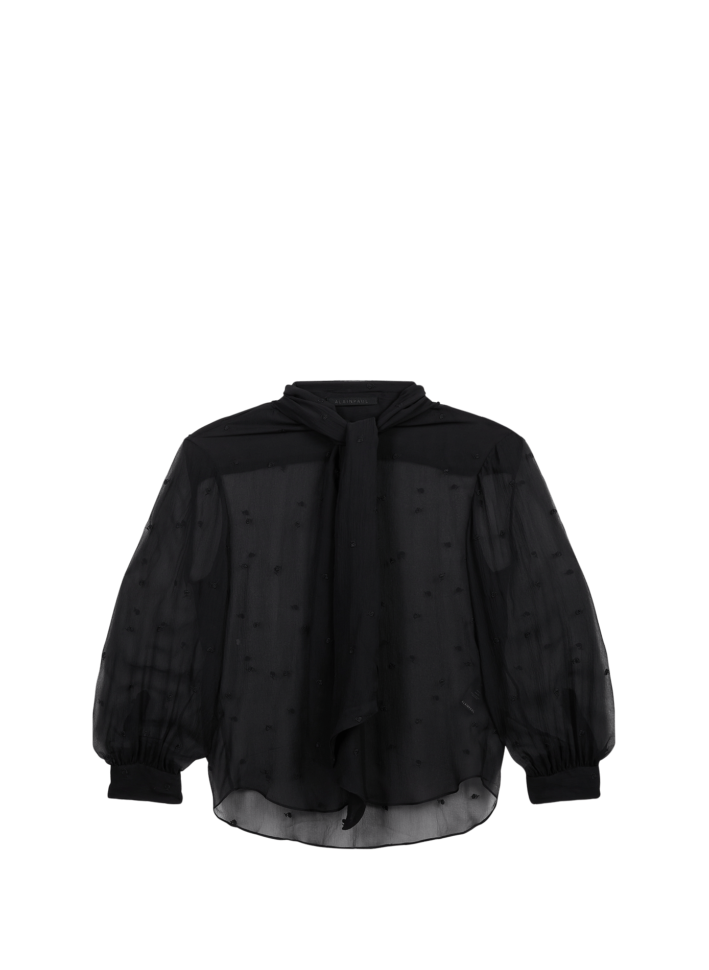 Shirt with embroidered silk lavallière collar ALAINPAUL Black
