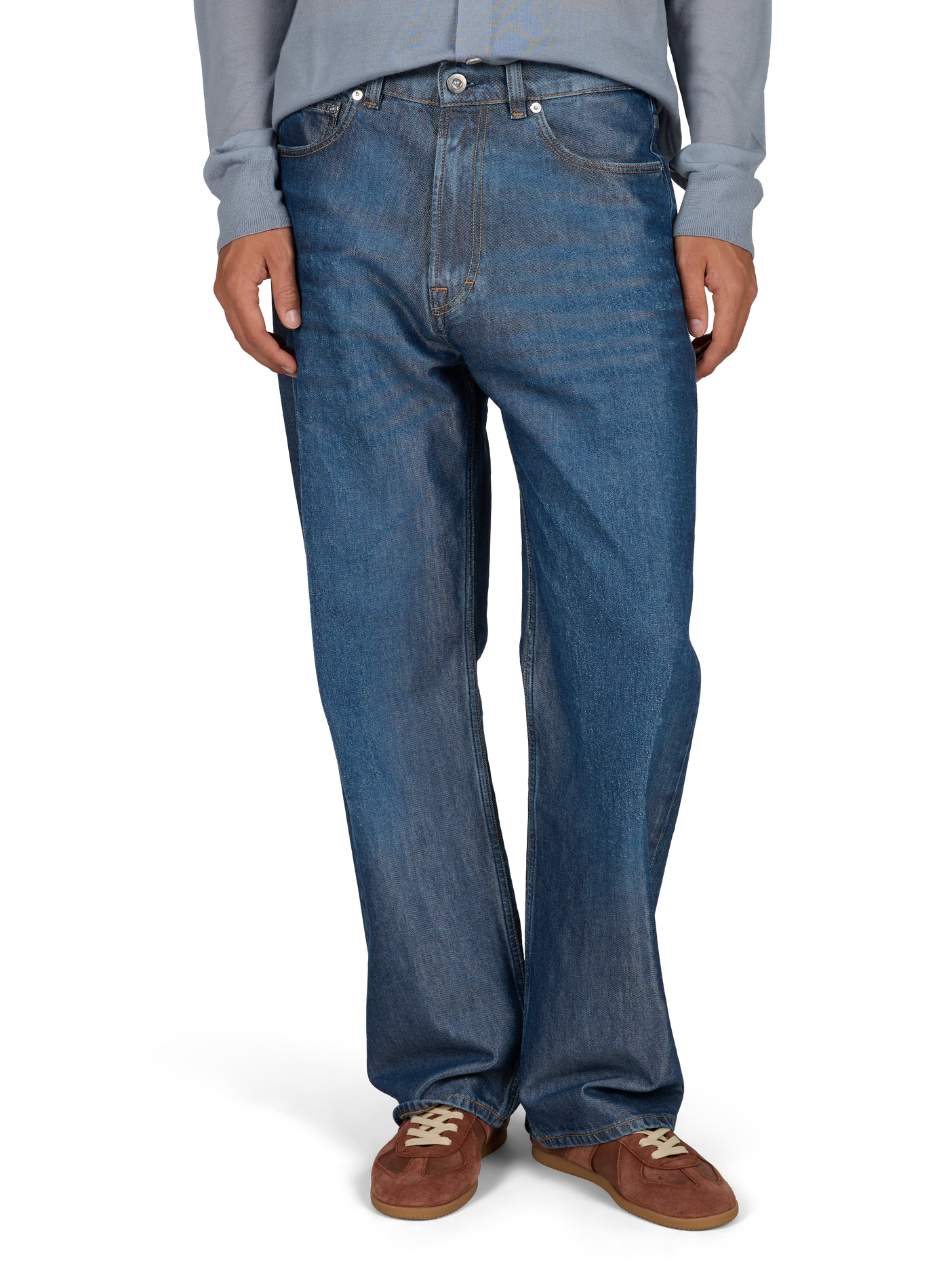 Wijde broek van gemengd katoen. OUR LEGACY Blauw