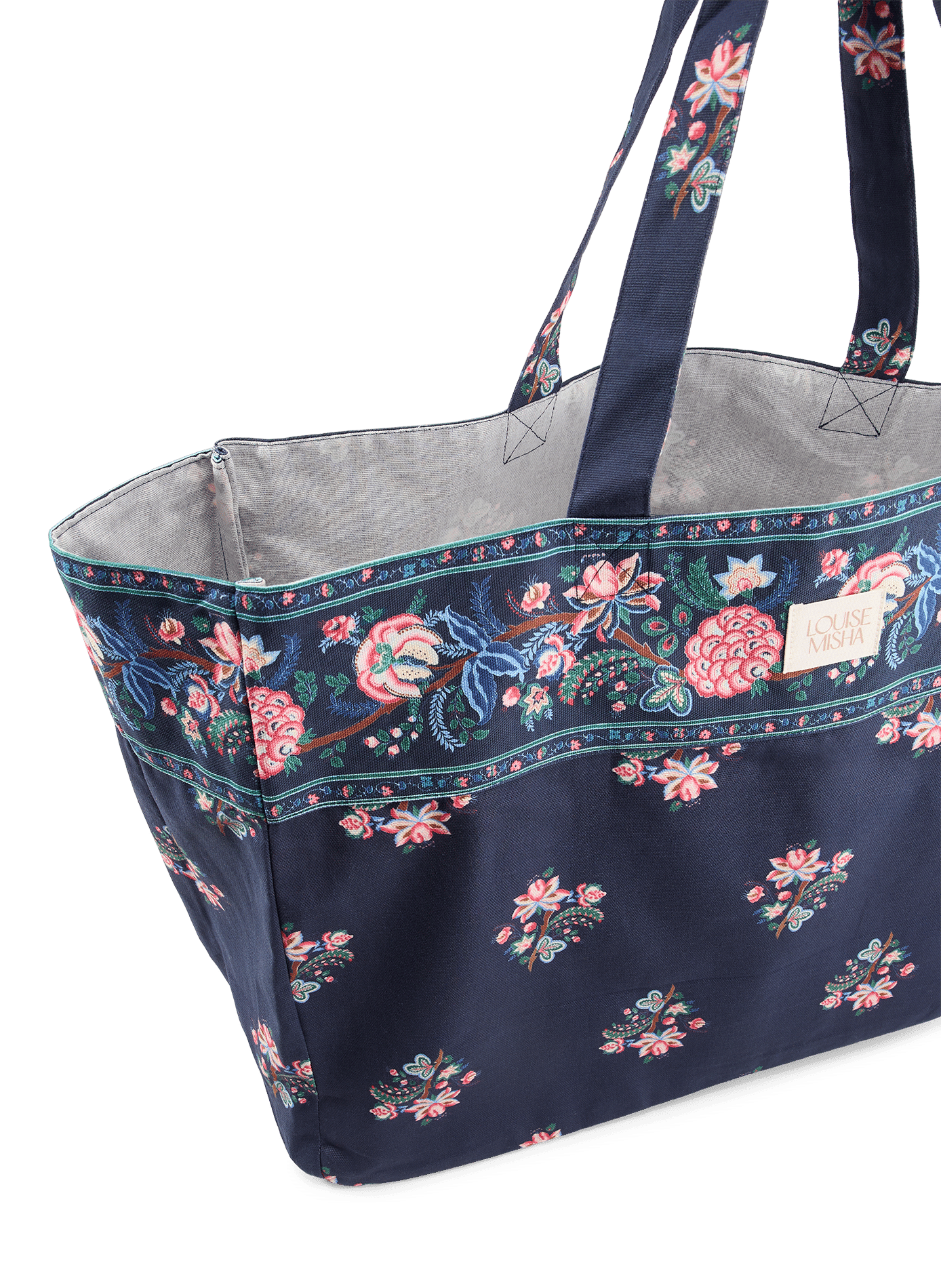 Printed cotton tote bag LOUISE MISHA Blue