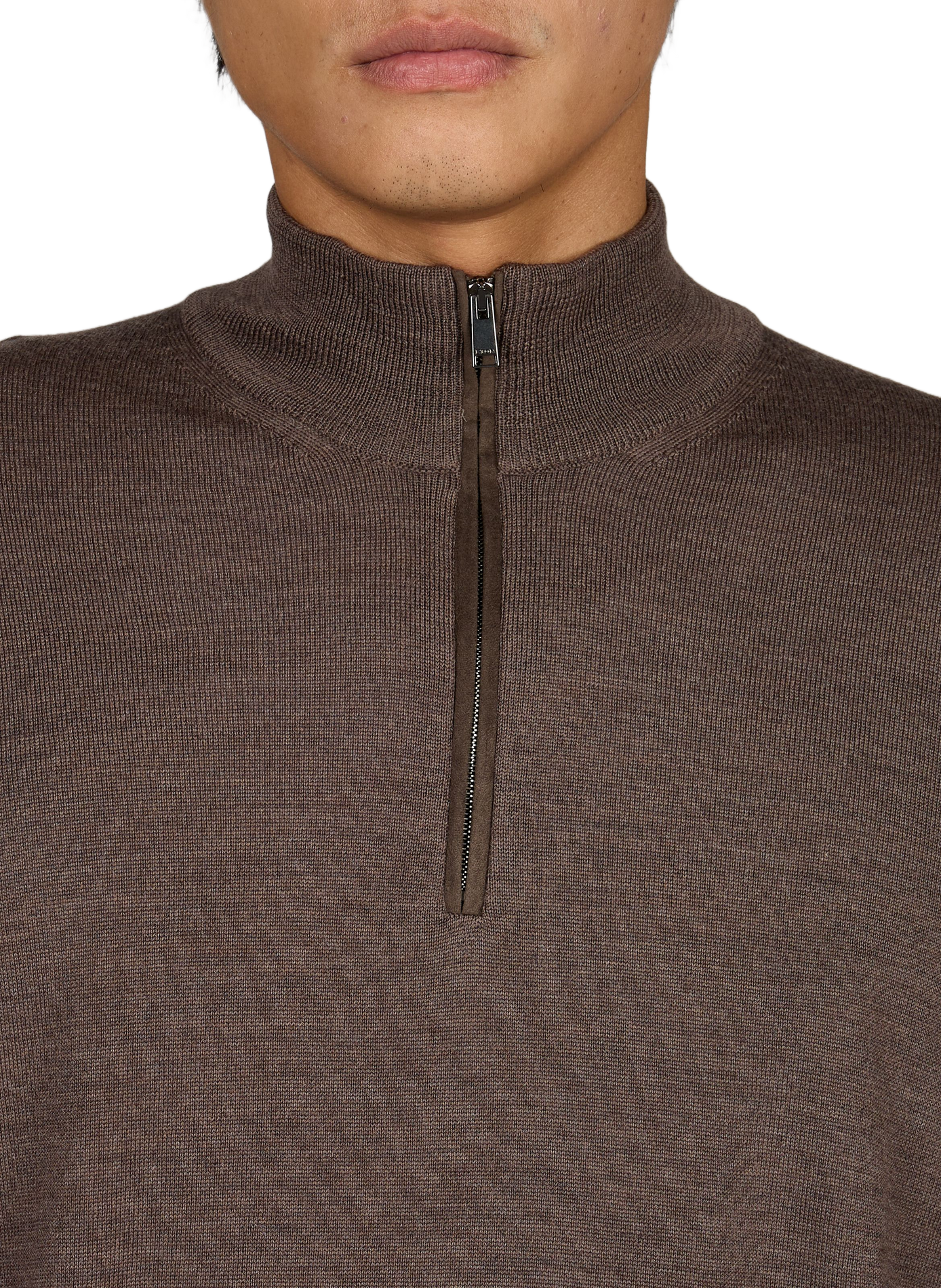 Wollpullover mit Stehkragen aus Merinowolle ETON Braun