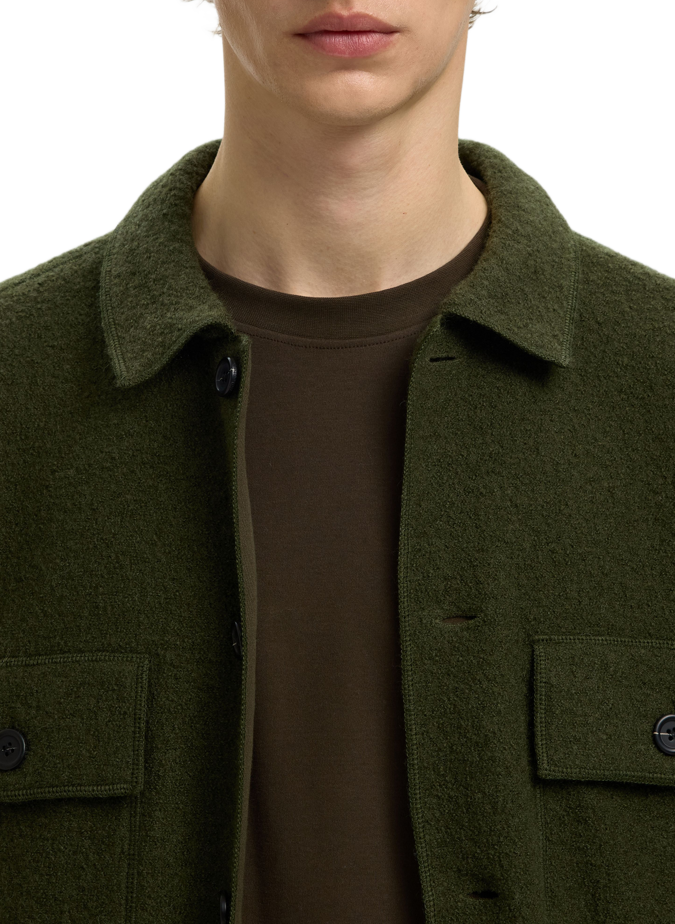 Cardigan with classic wool collar SELECTED Green