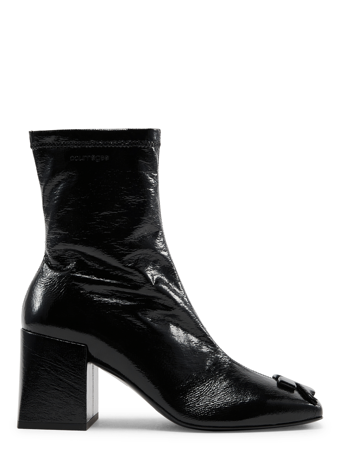 Neu aufgelegte Vinyl-Stiefeletten mit Absatz COURRÈGES Schwarz