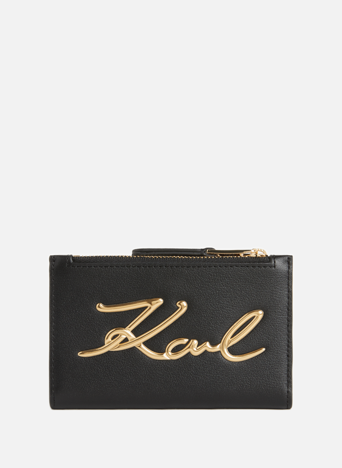 Mixed leather logo card holder KARL LAGERFELD