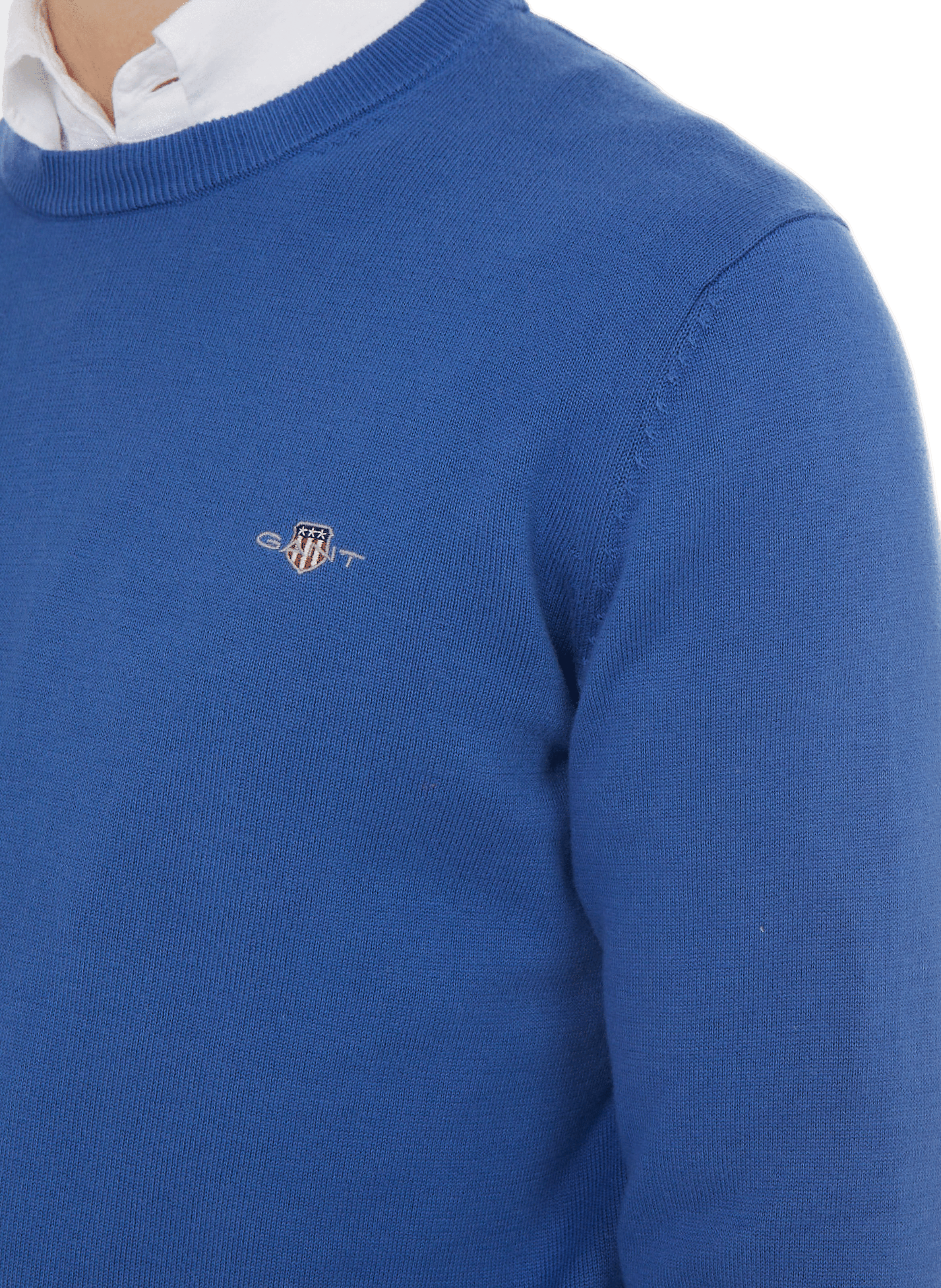 Pull col rond en coton Bleu