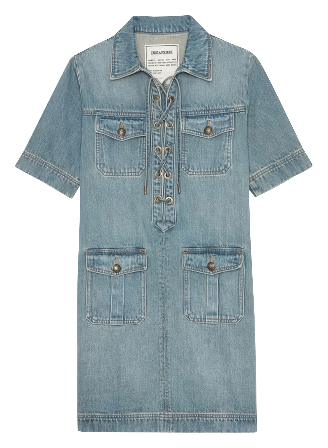 Robe courte col classique en jean record ZADIG&VOLTAIRE Bleu