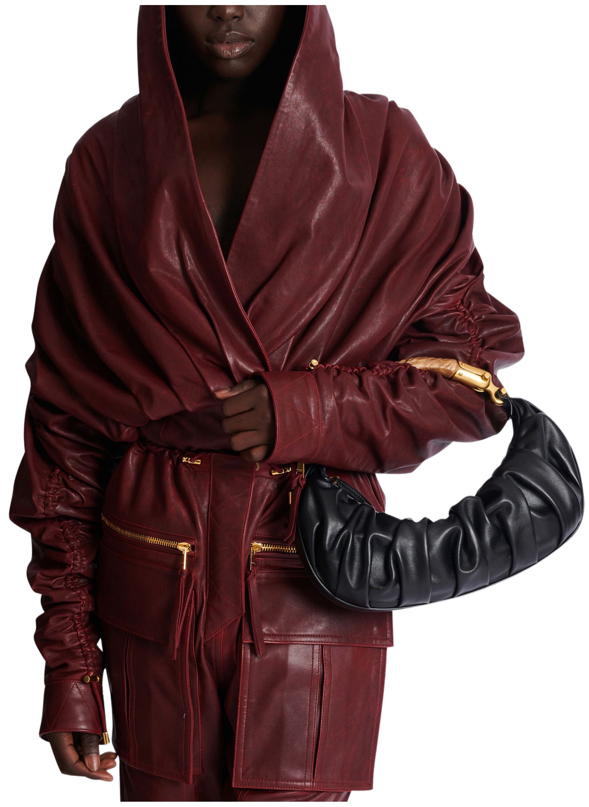 Sac ebene medium en cuir de veau BALMAIN Noir