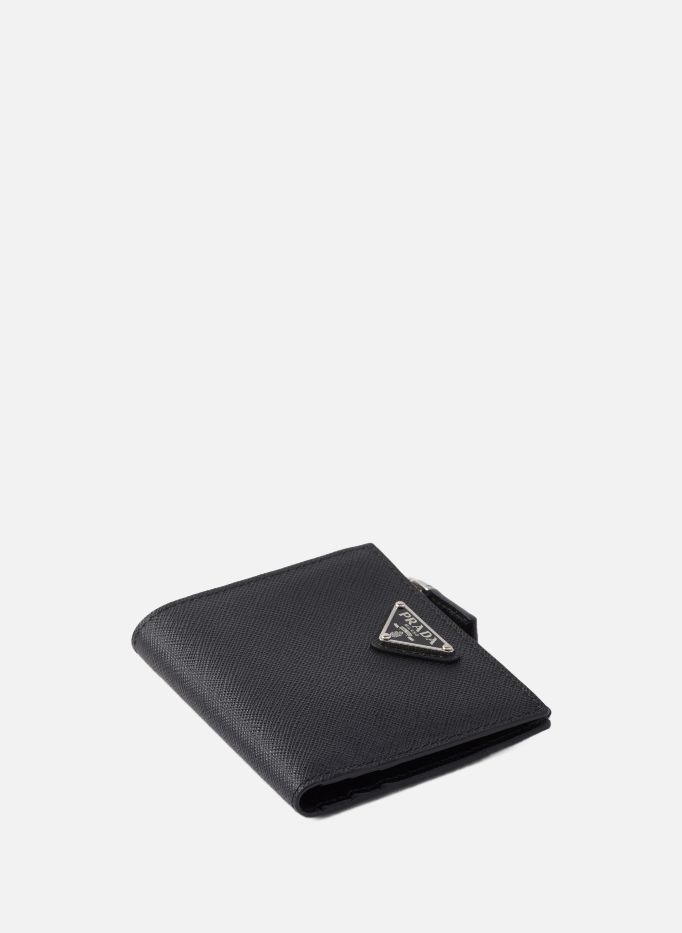 Petit portefeuille en cuir saffiano PRADA Noir