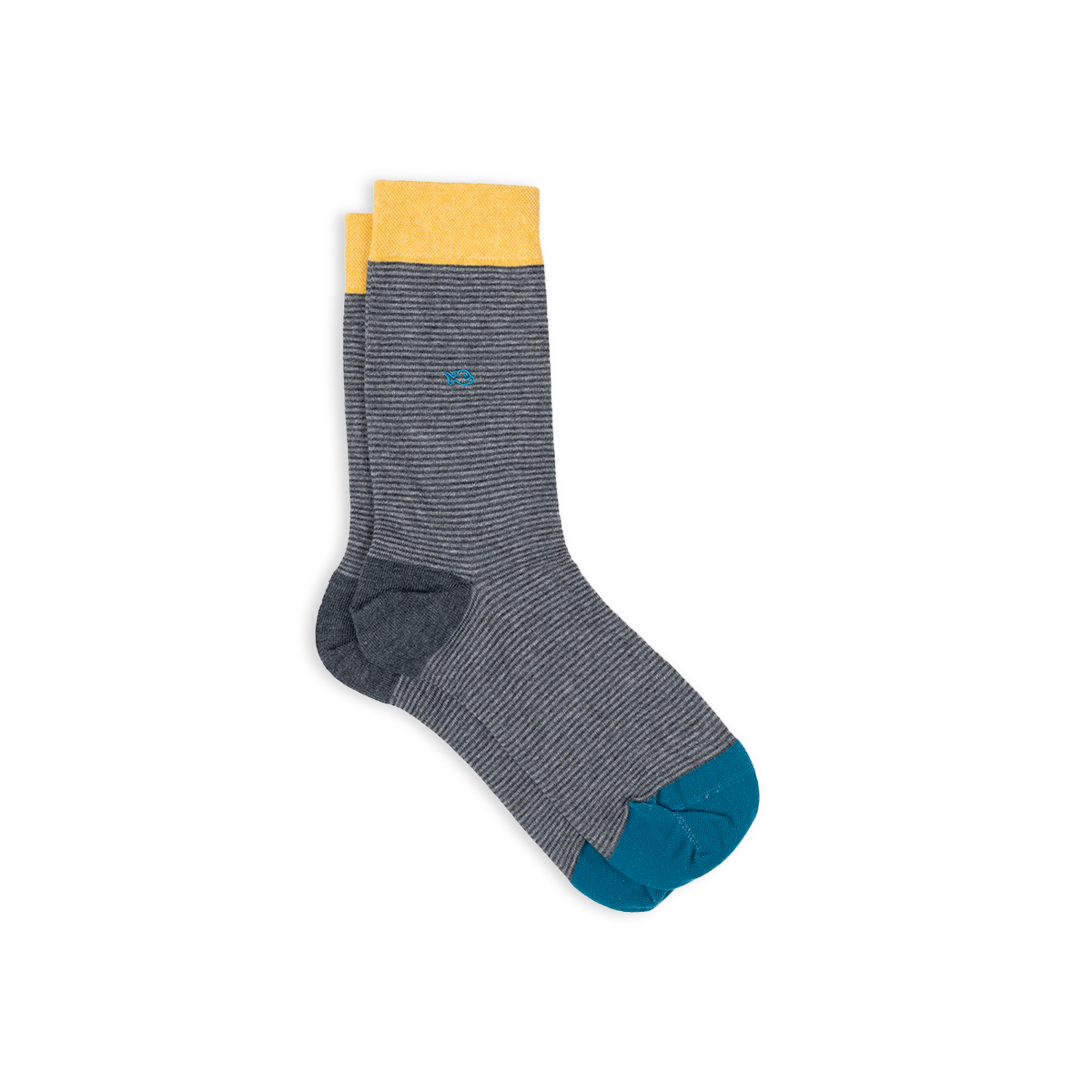 BILLYBELT Chaussettes en coton peigné rayées Gris