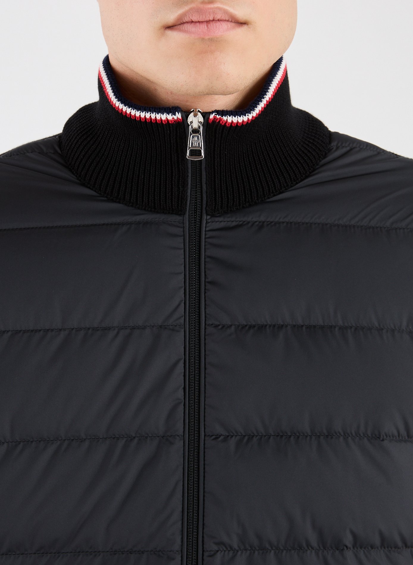 Quilted cotton zip-up cardigan MONCLER Black