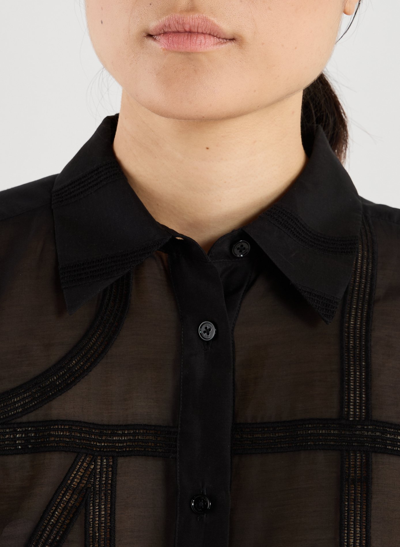 Embroidered silk and cotton shirt TOTEME Black