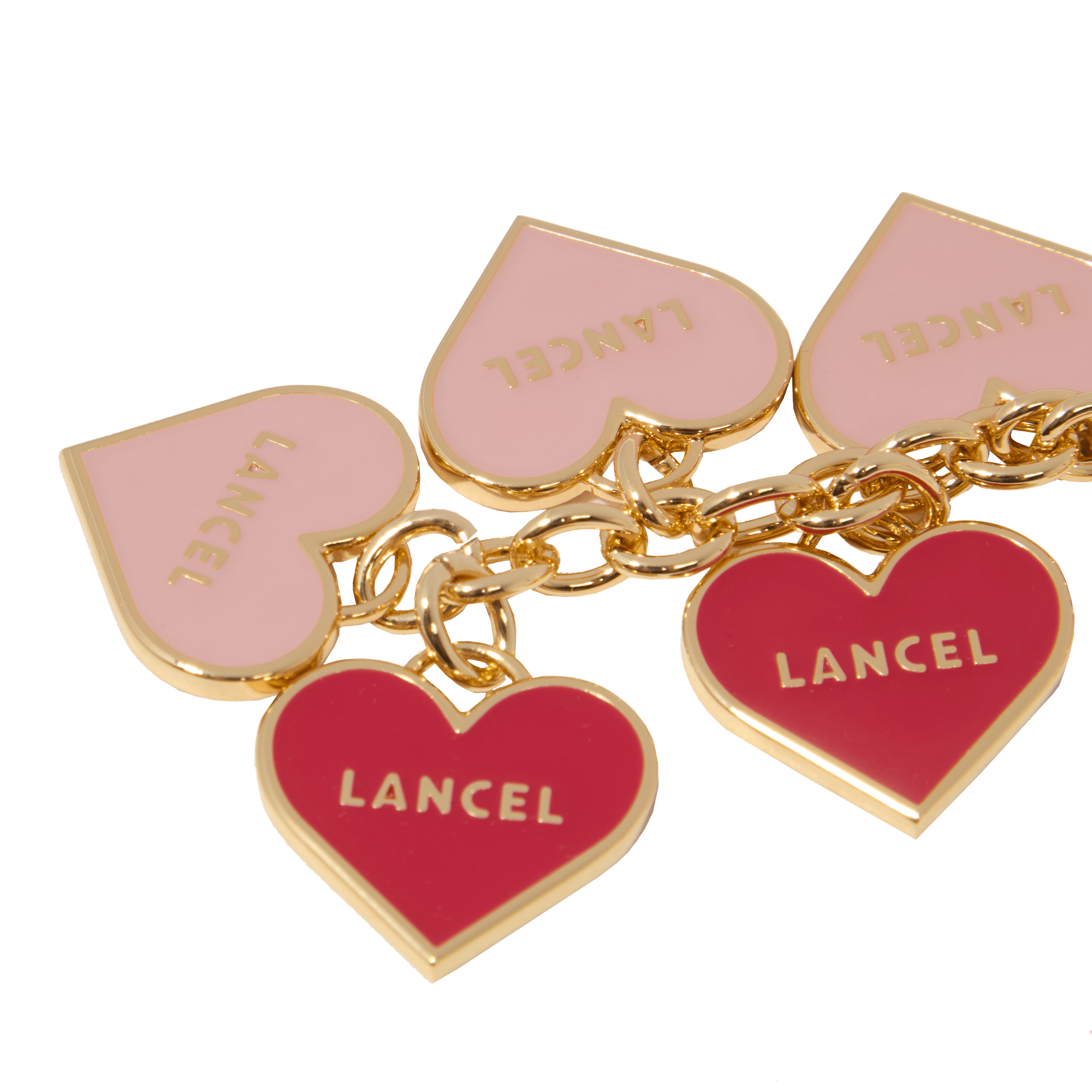 Porte-clés multi-cœurs breloques de lancel en métal LANCEL Rose