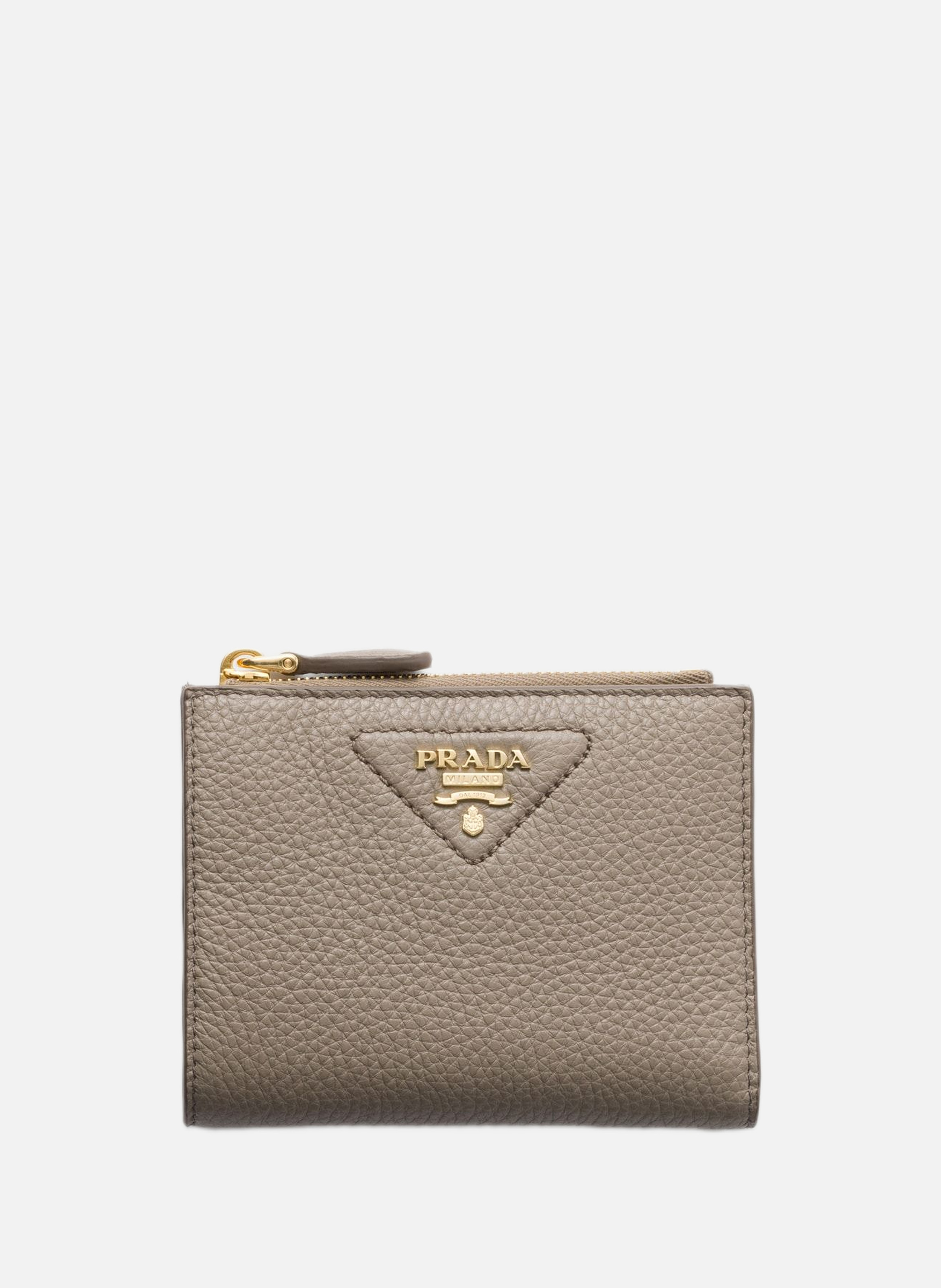 Petit portefeuille en cuir PRADA Gris