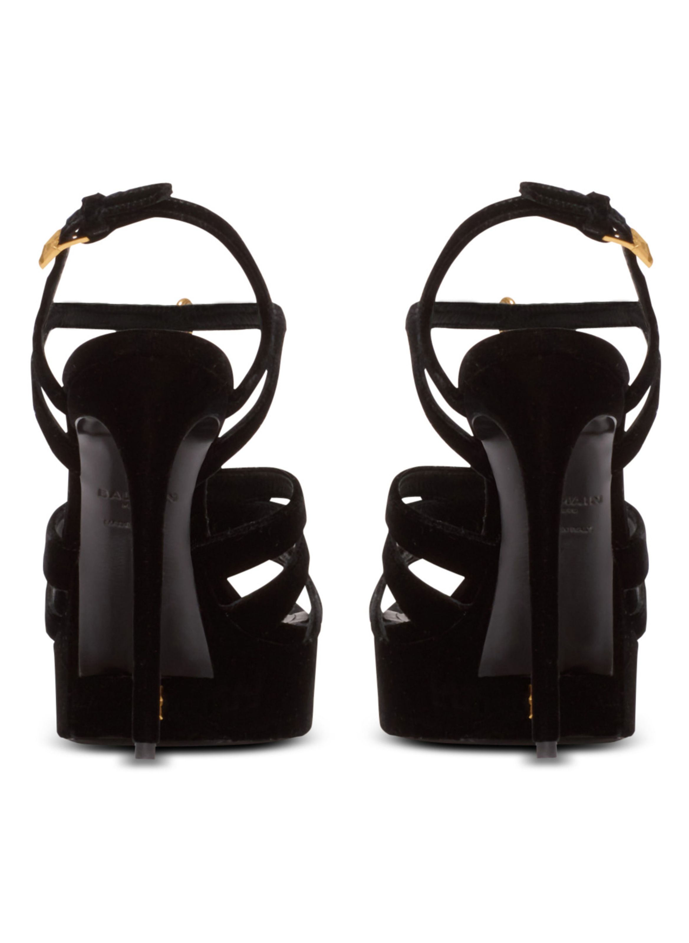 Sandales à plateforme sync en velours BALMAIN Noir