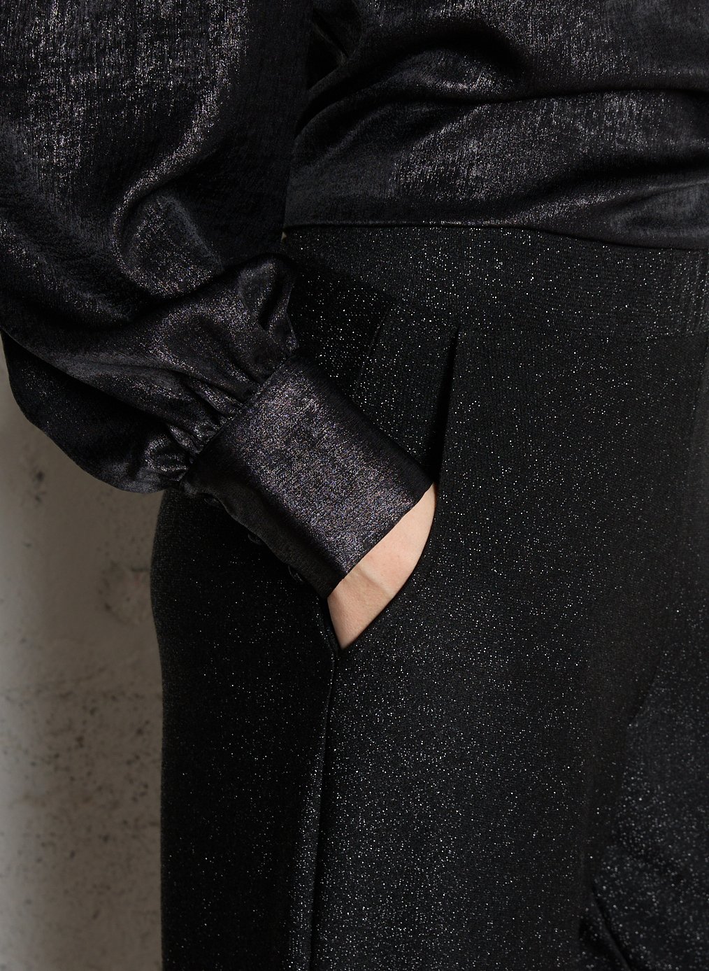 Pantalon large élastiqué à paillettes mona MAISON 123 Noir