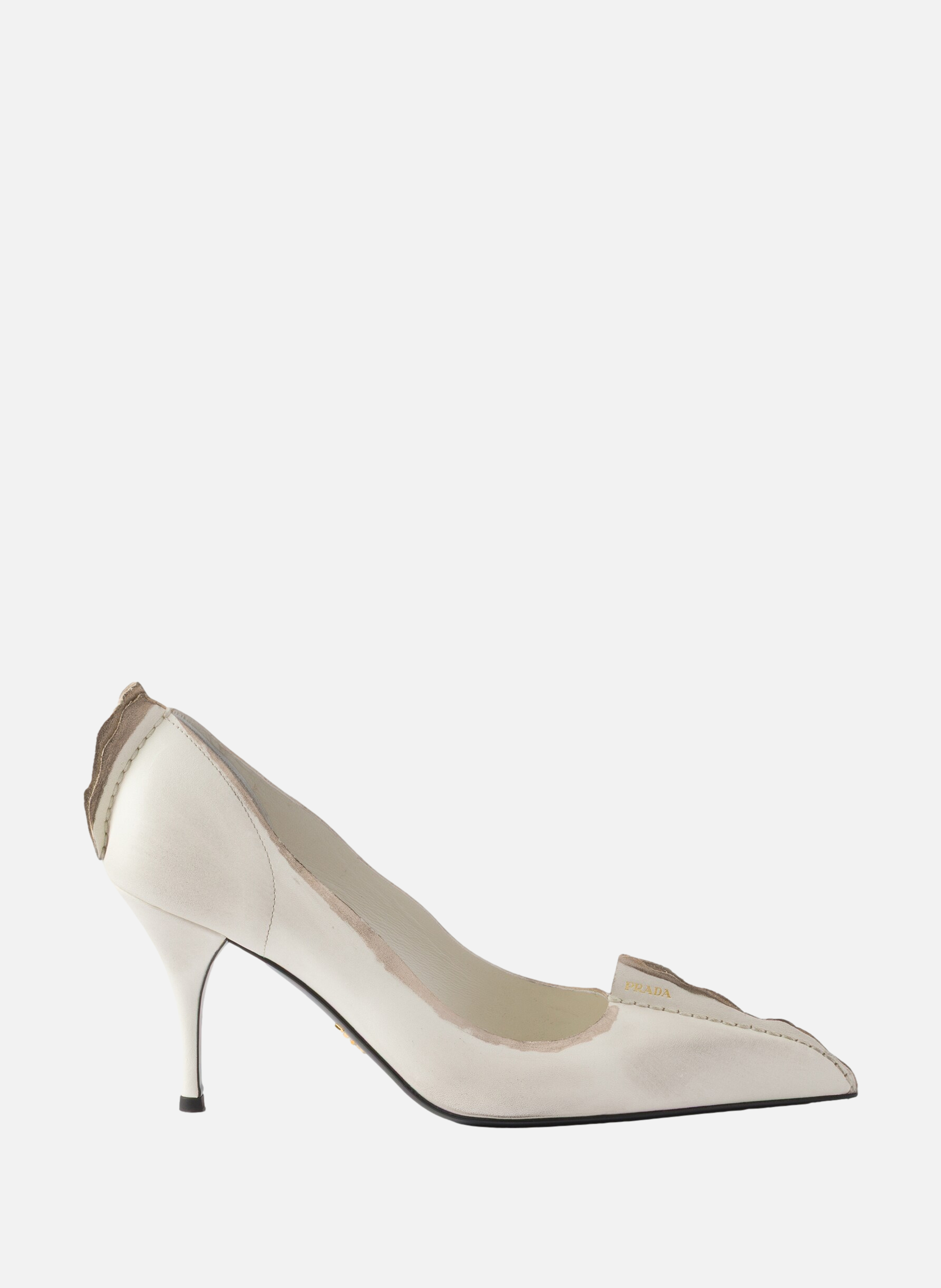 Escarpins en cuir vieilli PRADA Beige
