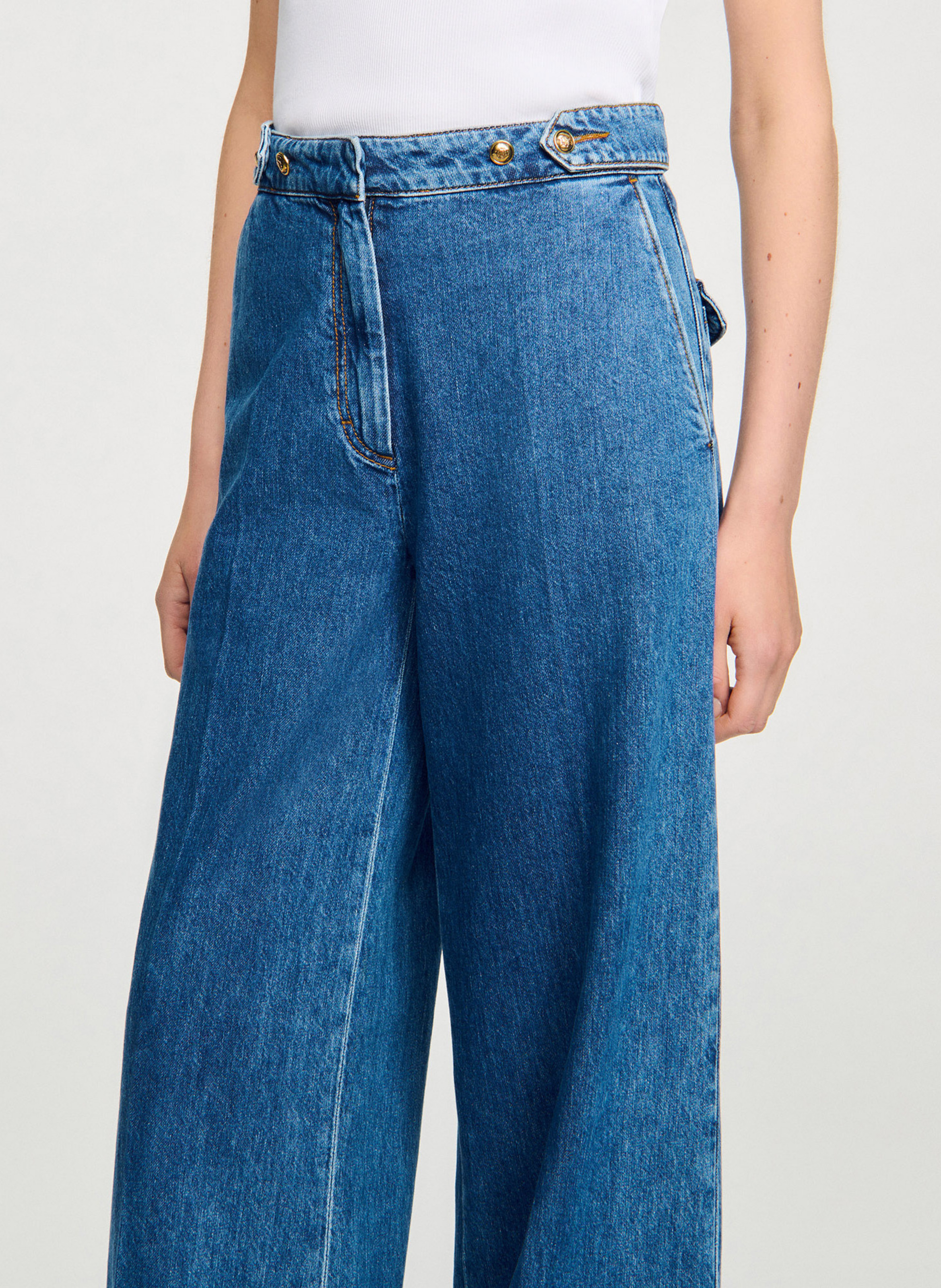 Jean large en coton SANDRO Bleu