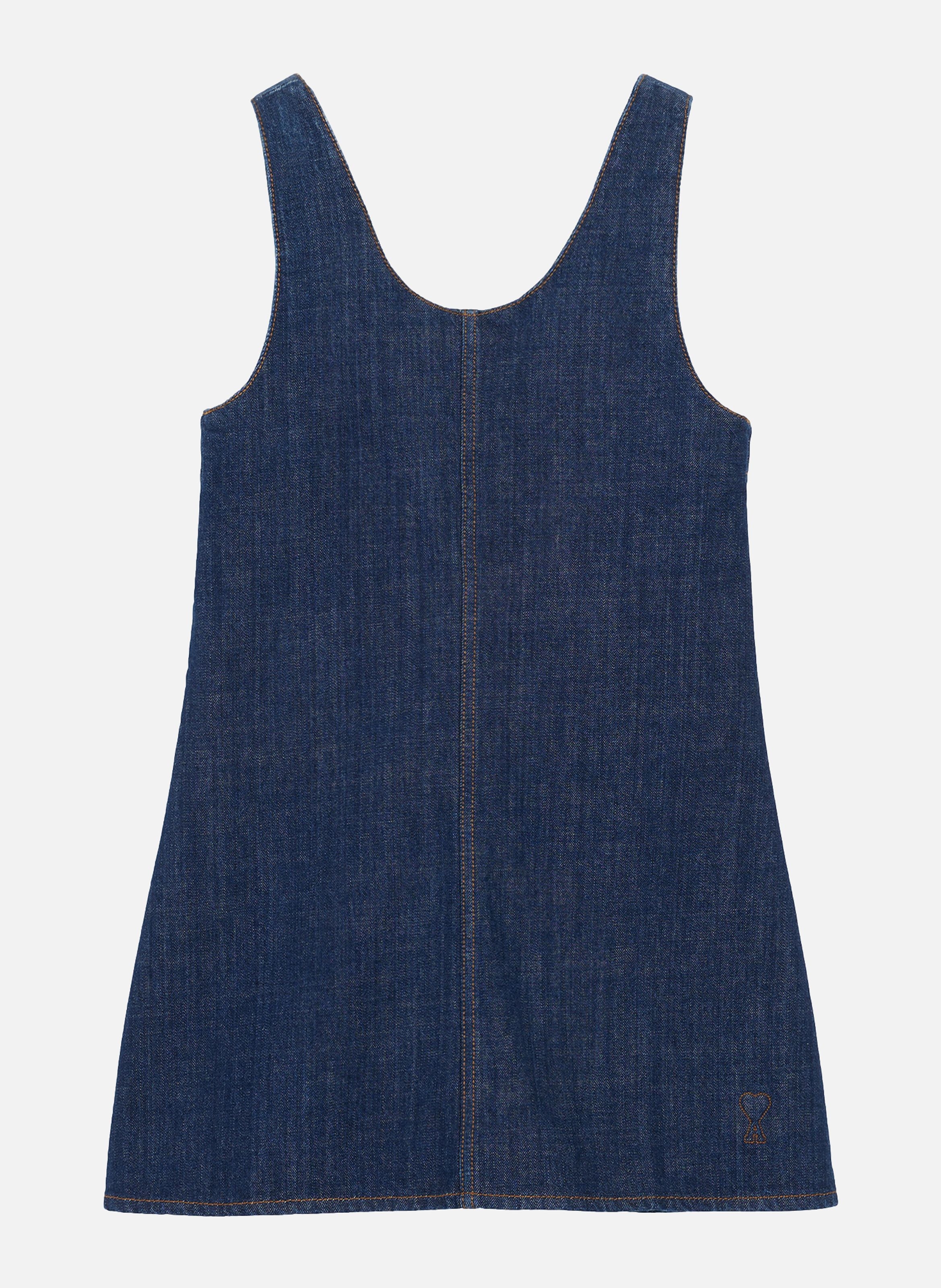 Robe courte à bretelles en coton AMI PARIS Bleu