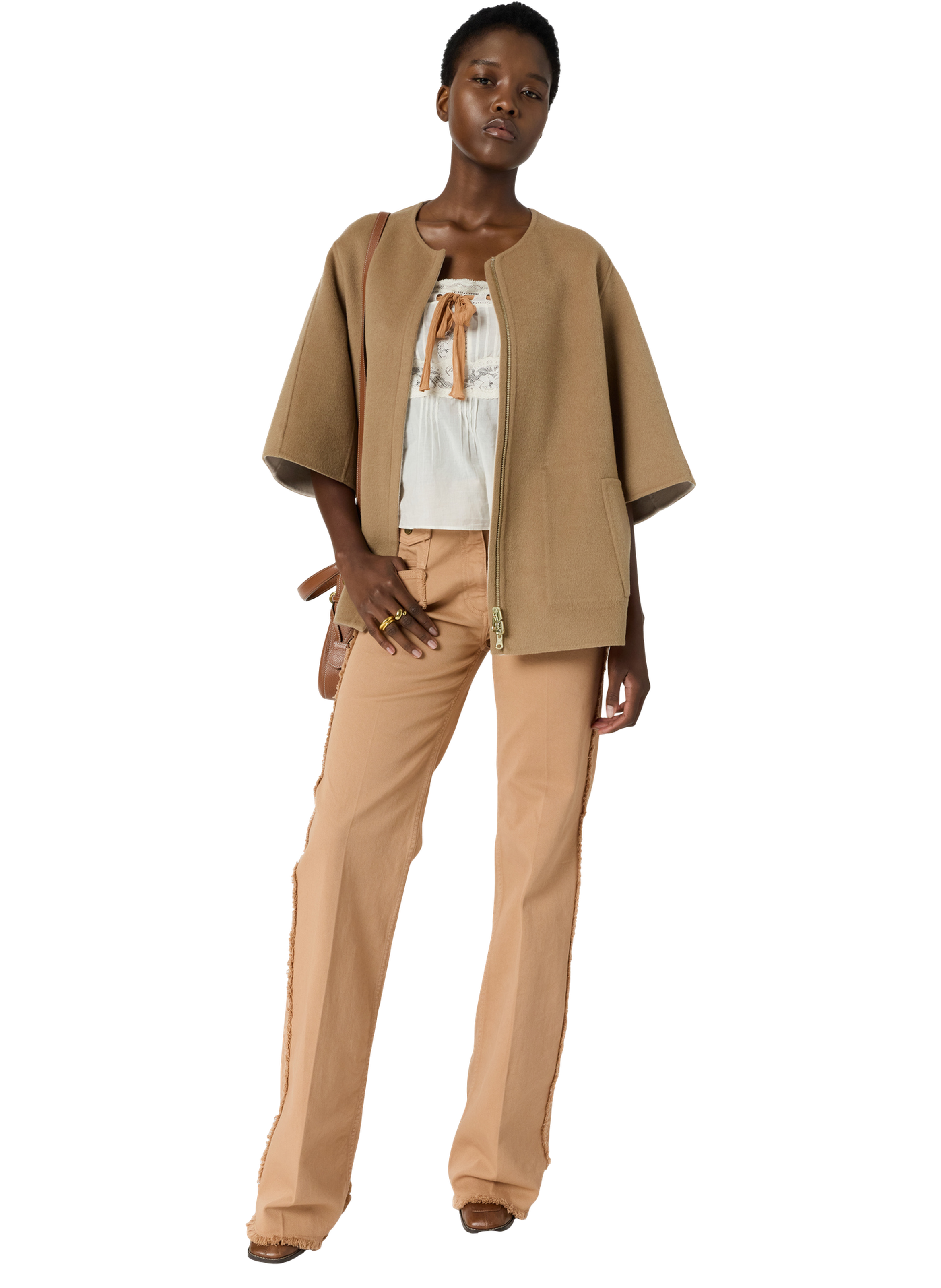 Manteau court réversible en laine fine - prissy GERARD DAREL Beige