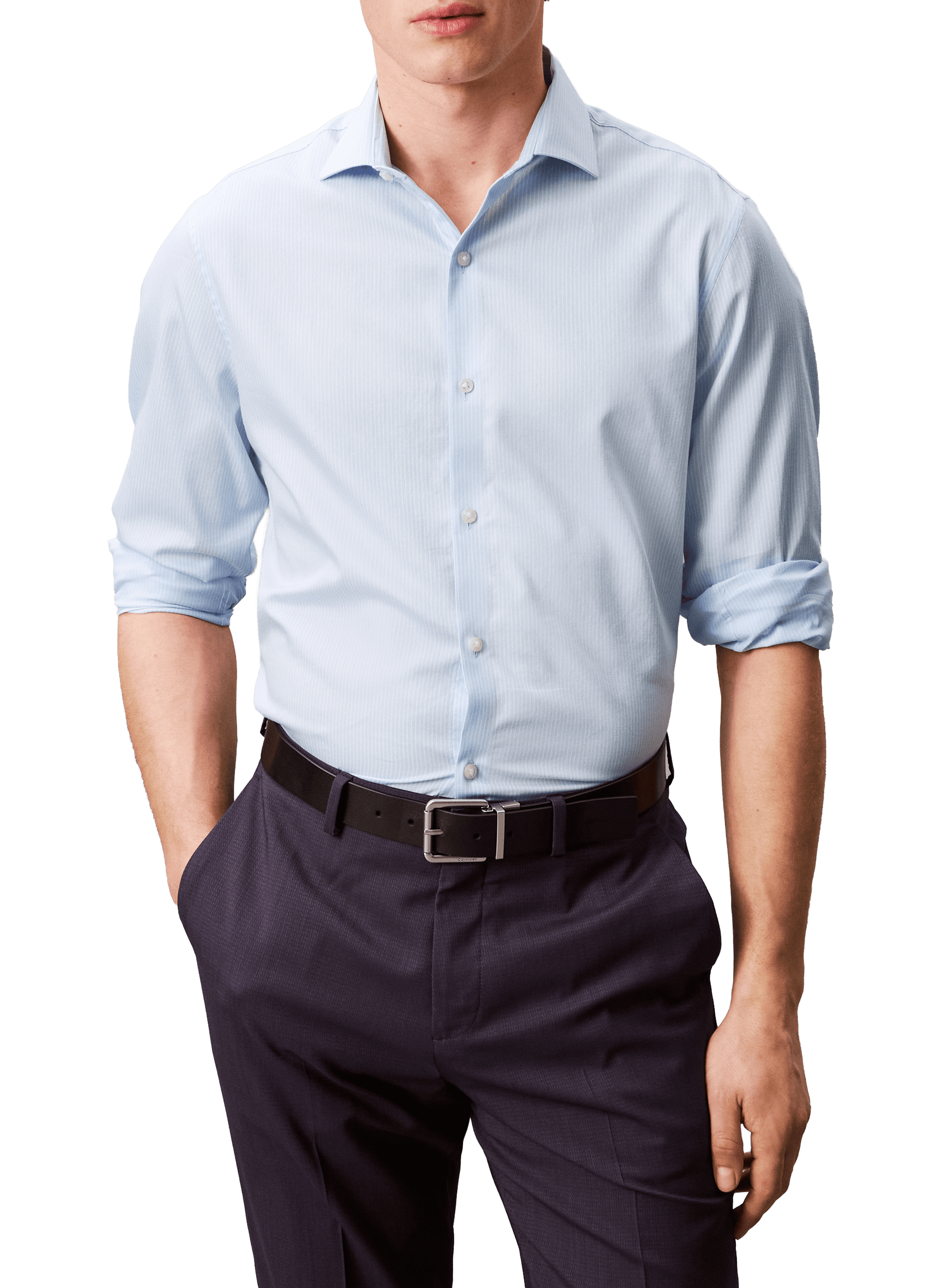 Chemise à rayures en coton mélangé CALVIN KLEIN Bleu