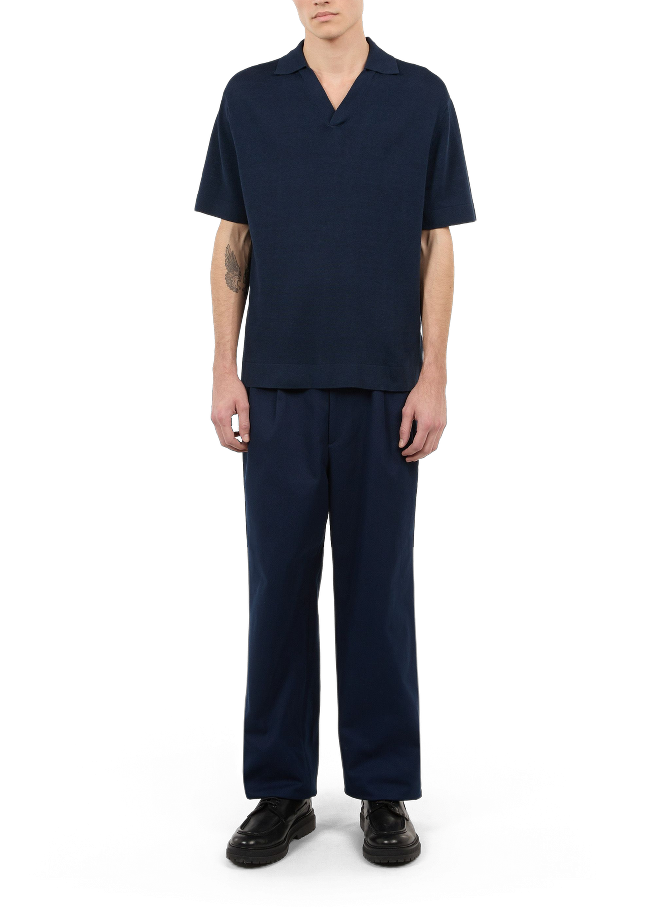 Polo Holl à manches courtes en lin et coton SAISON 1865 Bleu