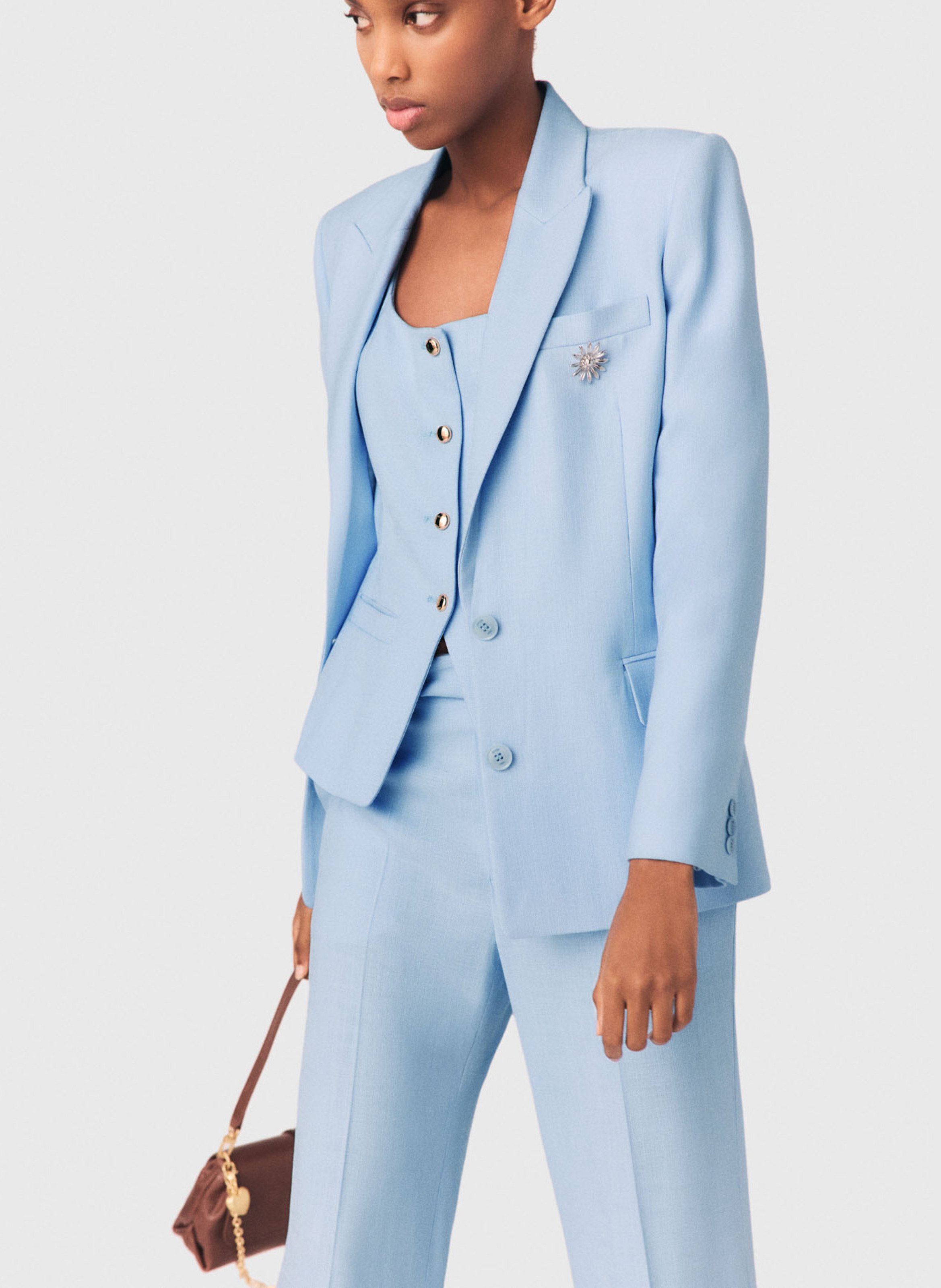 Veste de tailleur droite unie MAJE Bleu