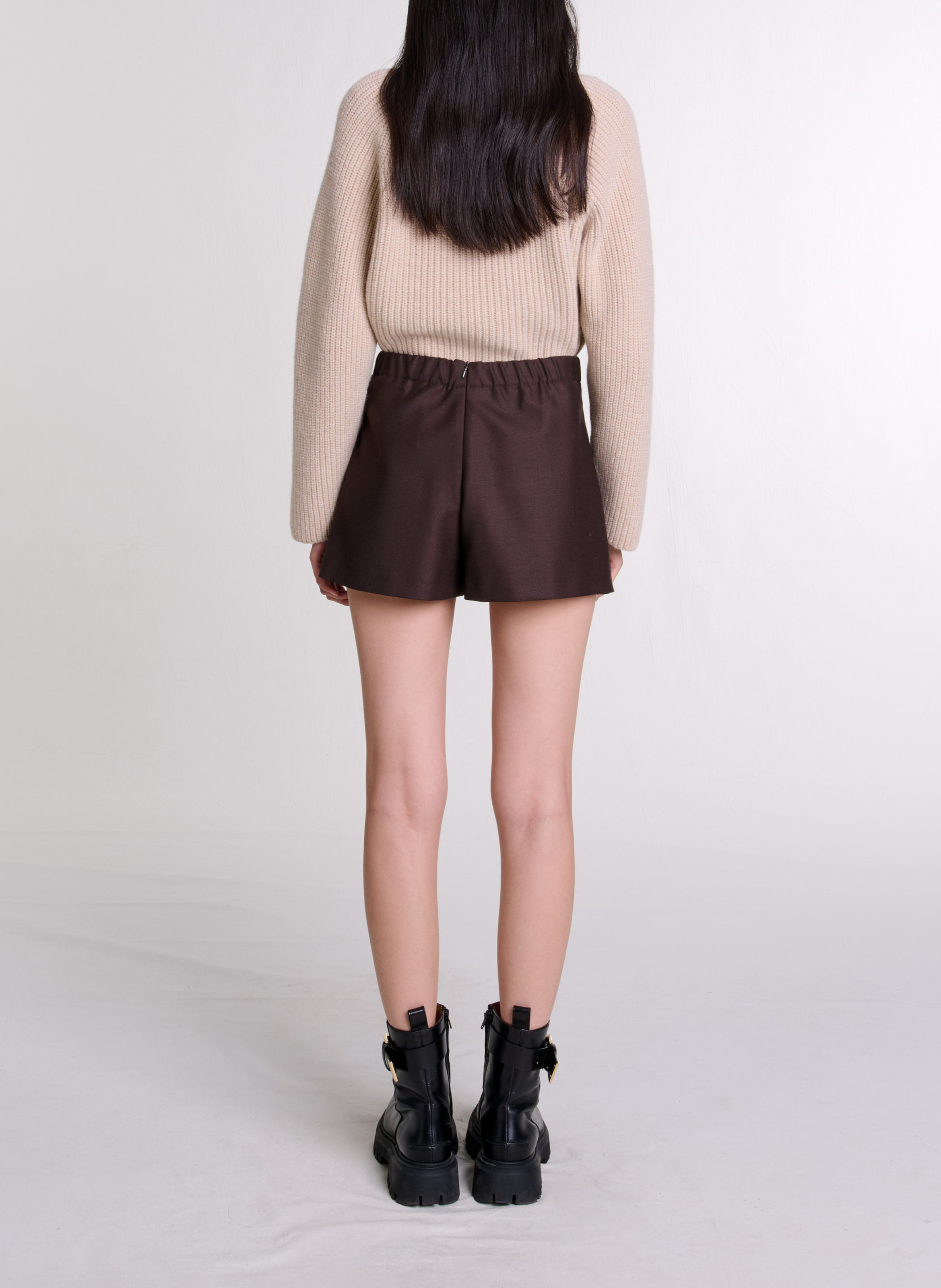 Mini jupe short MAJE Marron