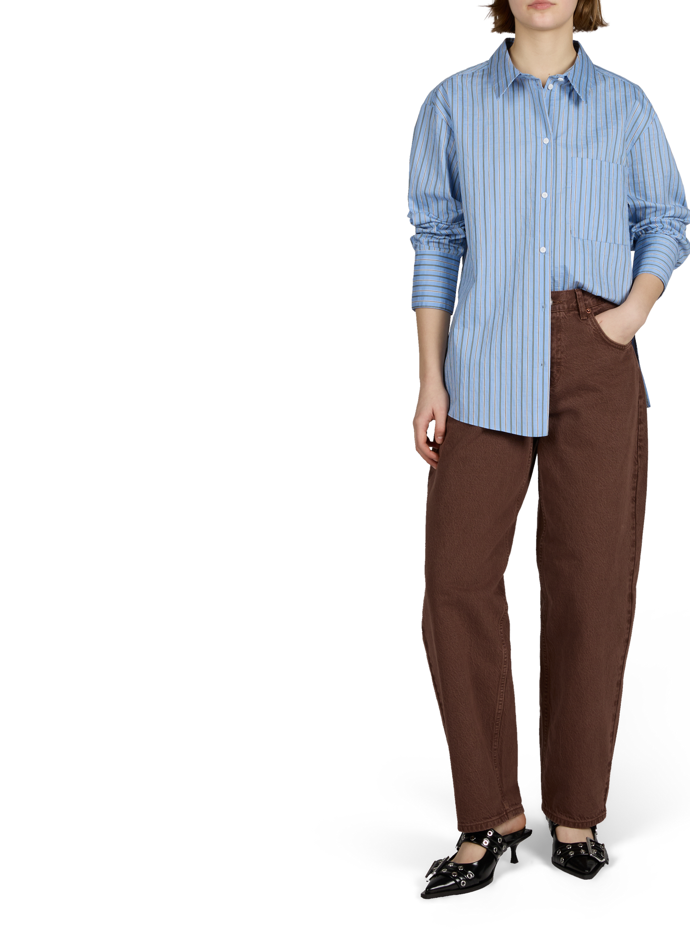 Baggy cotton jeans TOPSHOP Brown