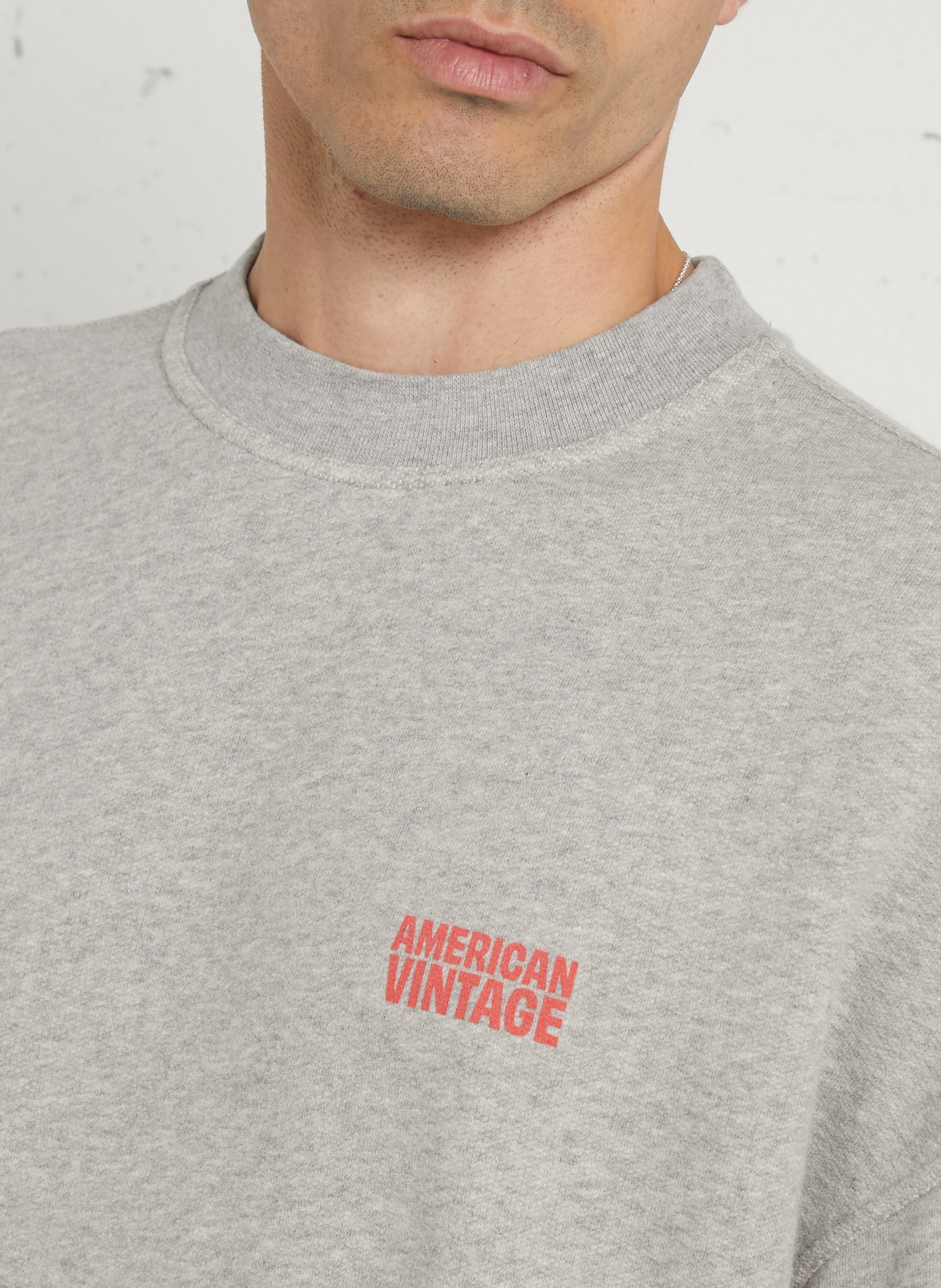 Tee-shirt col rond en coton nyzzow AMERICAN VINTAGE Gris