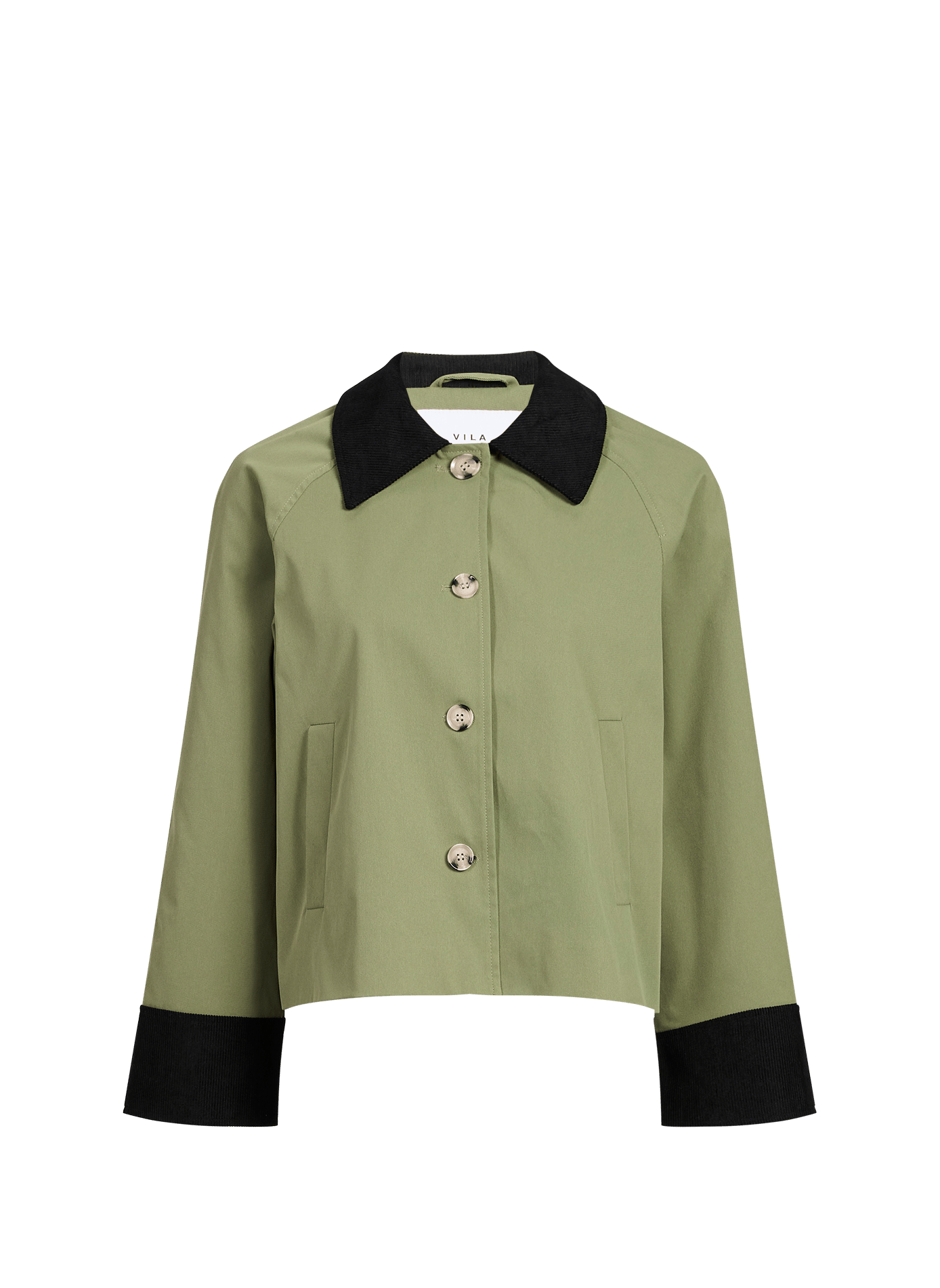 Straight jacket with contrasting collar and cuffs VILA Green