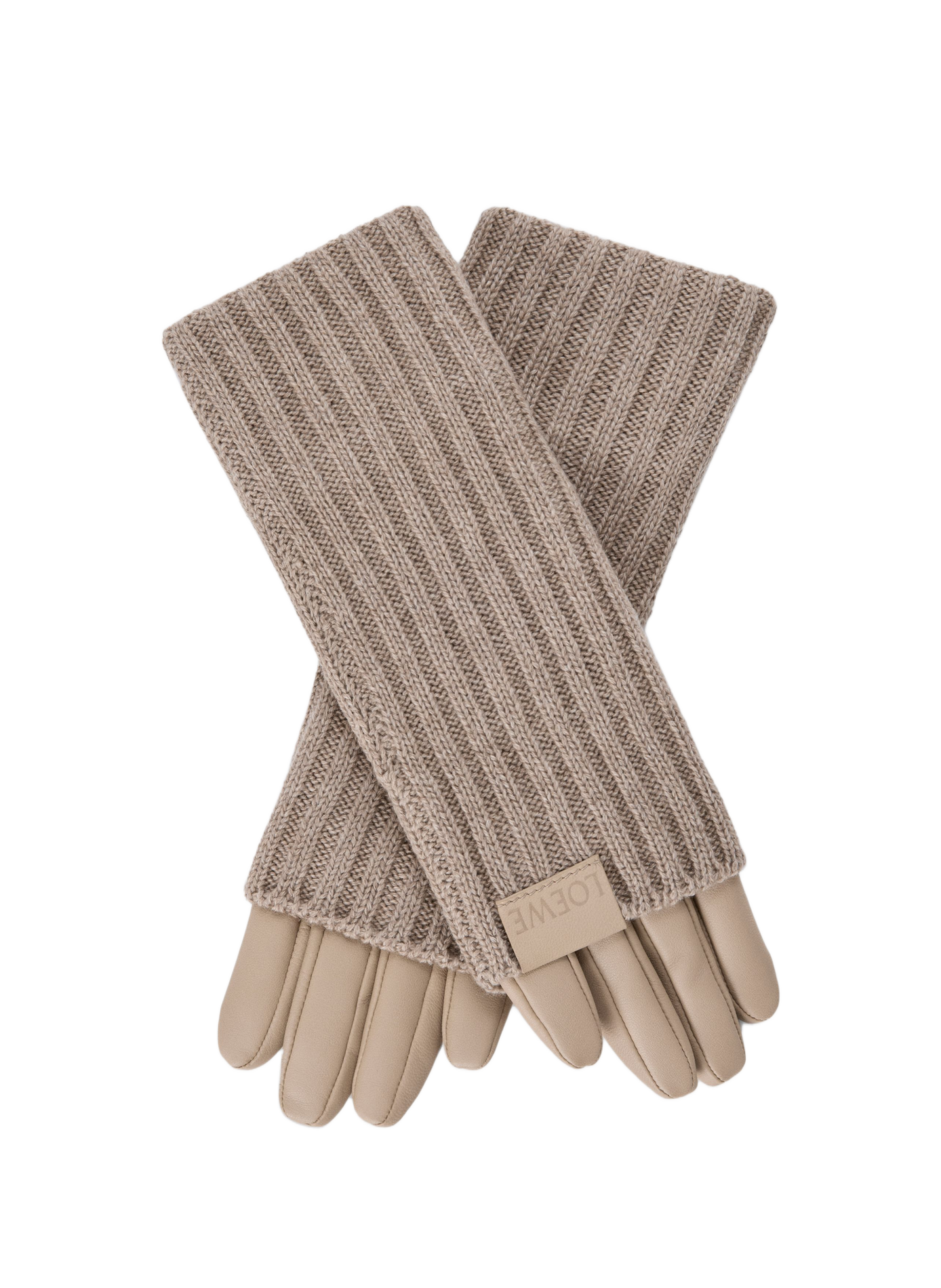 Gants en cachemire et cuir d'agneau nappa LOEWE Beige