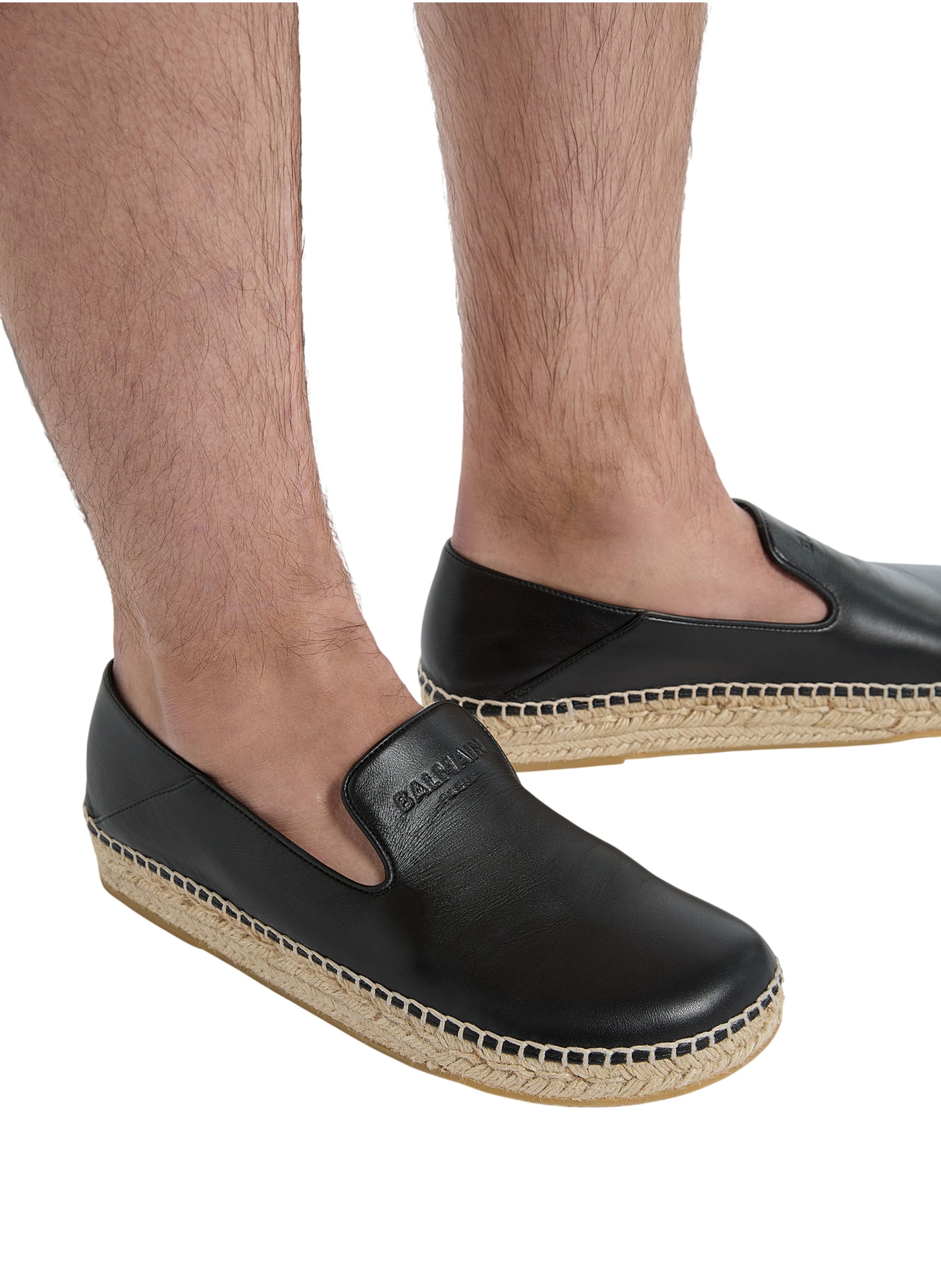 Espadrilles en cuir lisse BALMAIN Noir
