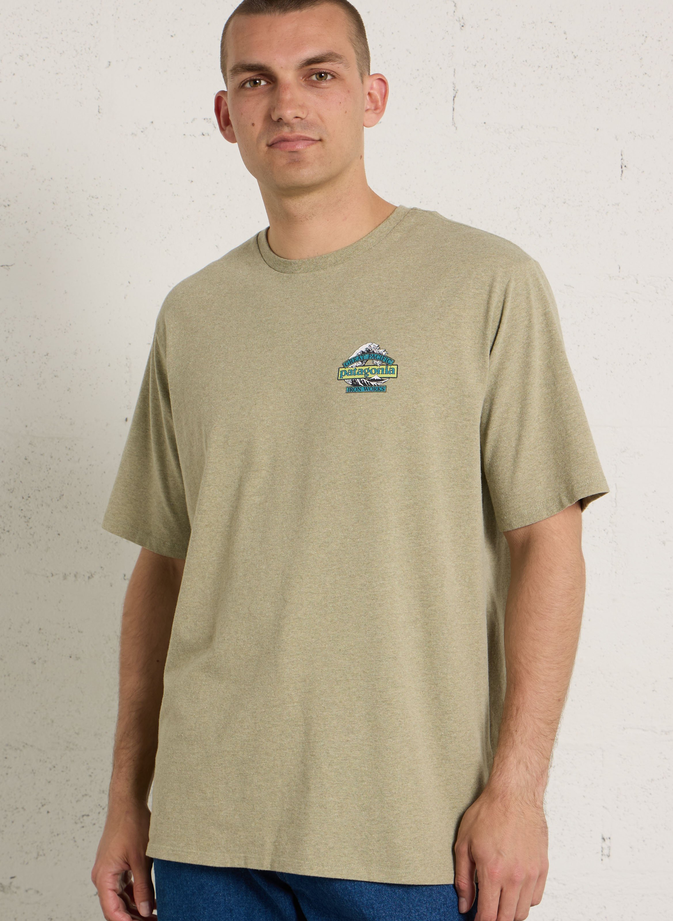 Straight round-neck t-shirt in blended recycled cotton PATAGONIA Beige