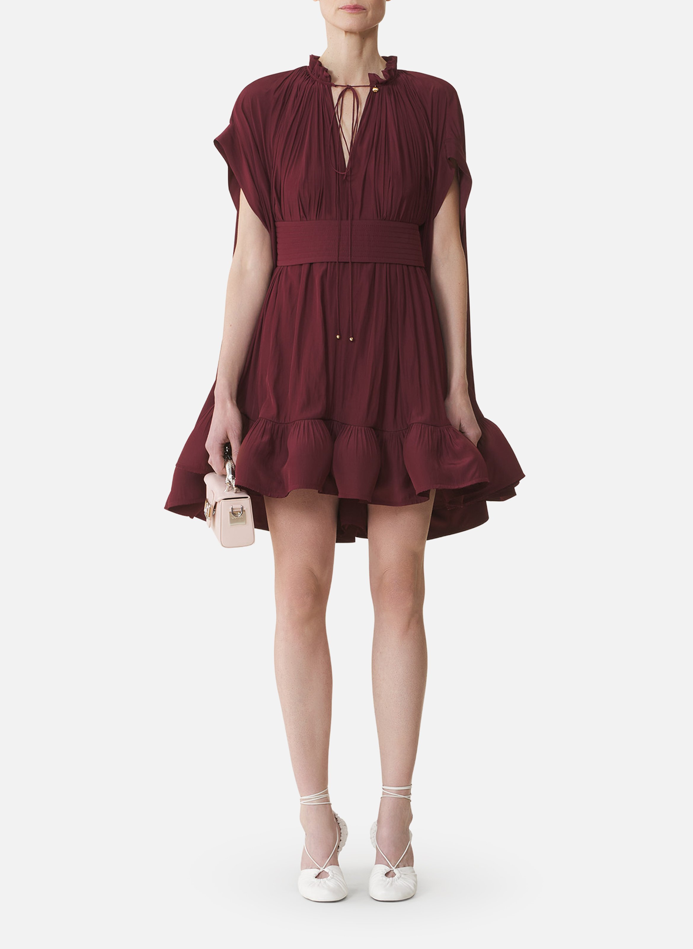 Robe courte en charmeuse LANVIN Rouge