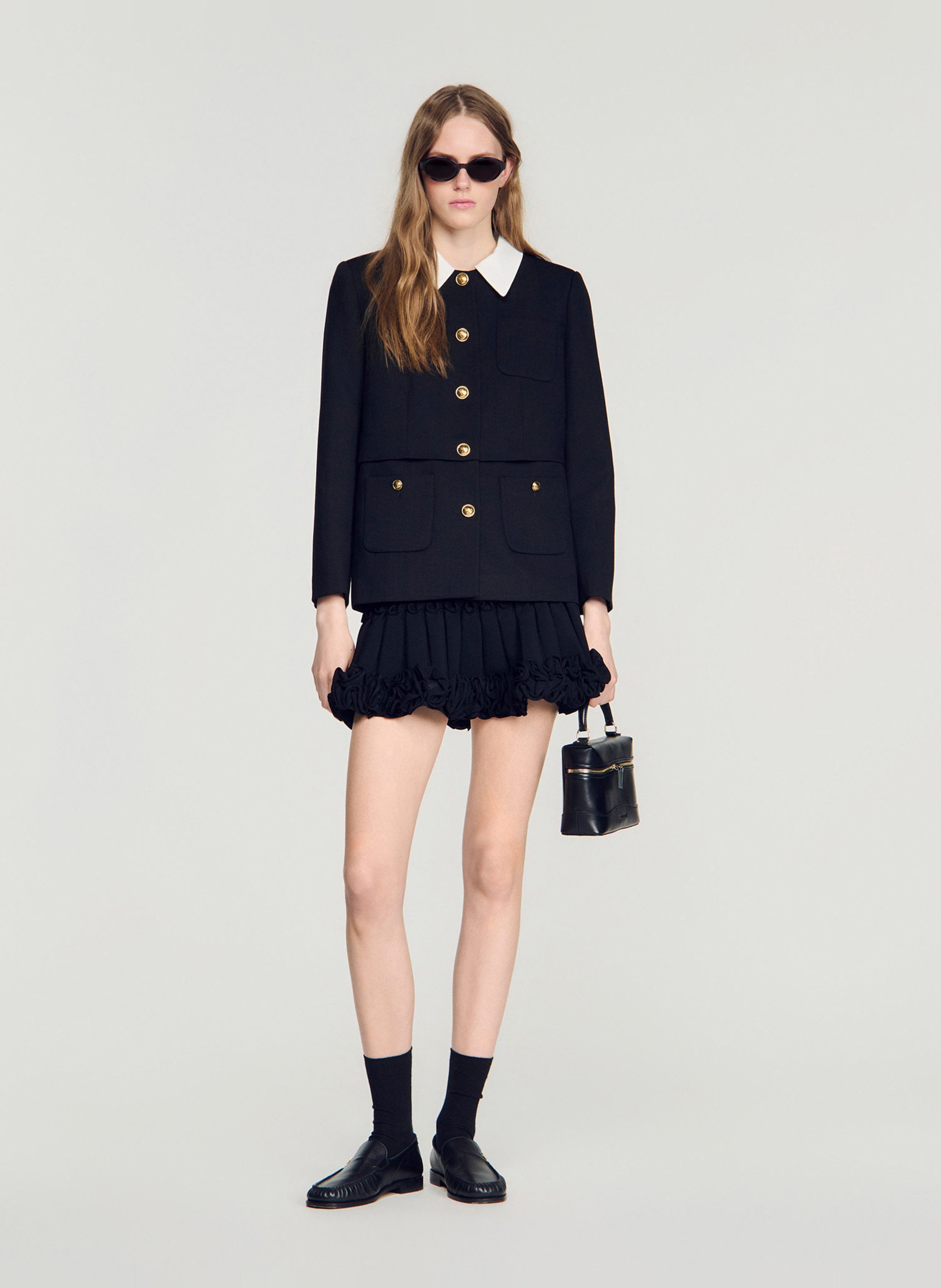 Veste de tailleur en laine SANDRO Noir