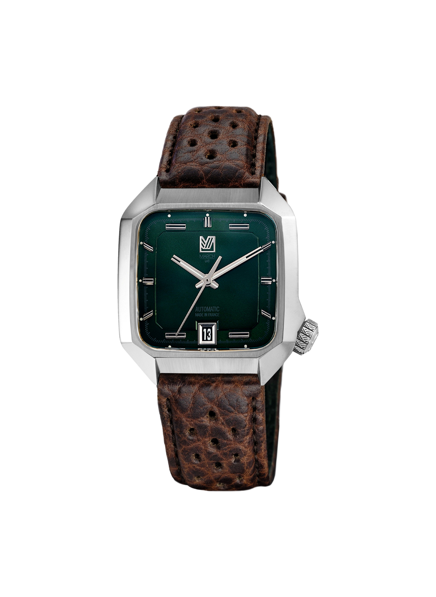 Orologio automatico AM2 Slim in pelle di bisonte MARCH LA.B Verde