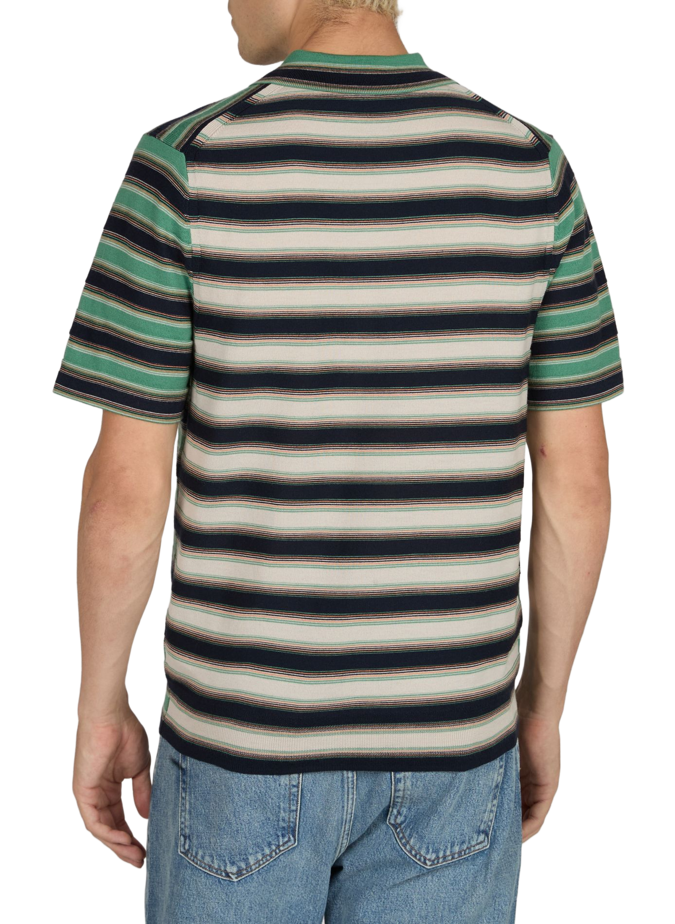 Polo droit rayé en laine mérinos PAUL SMITH Vert