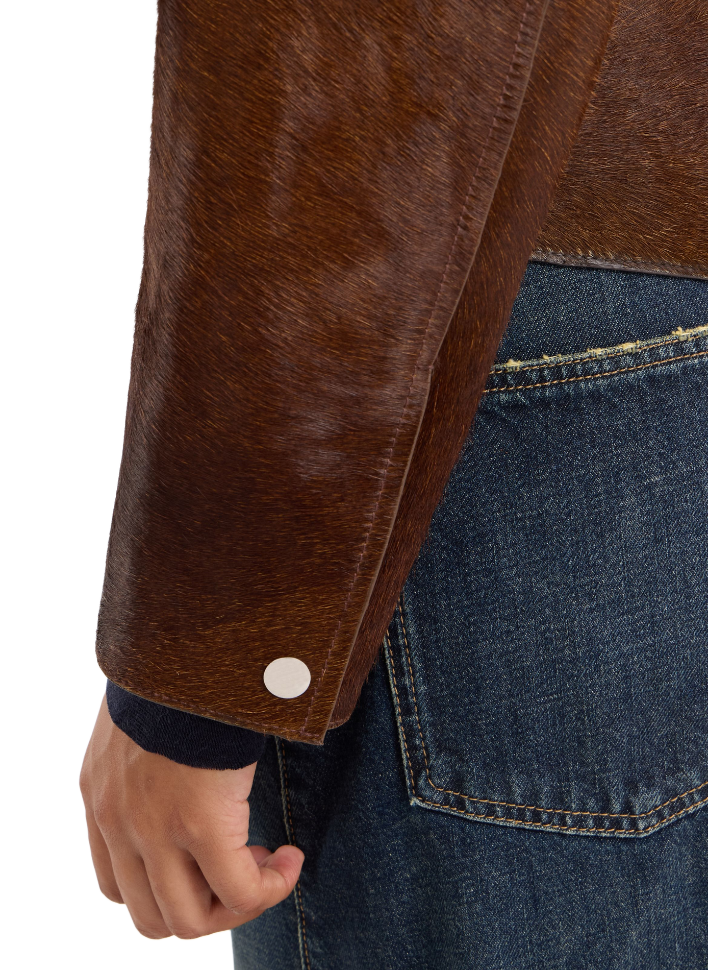 Short Bumiu jacket in pony leather SAISON 1865 Brown