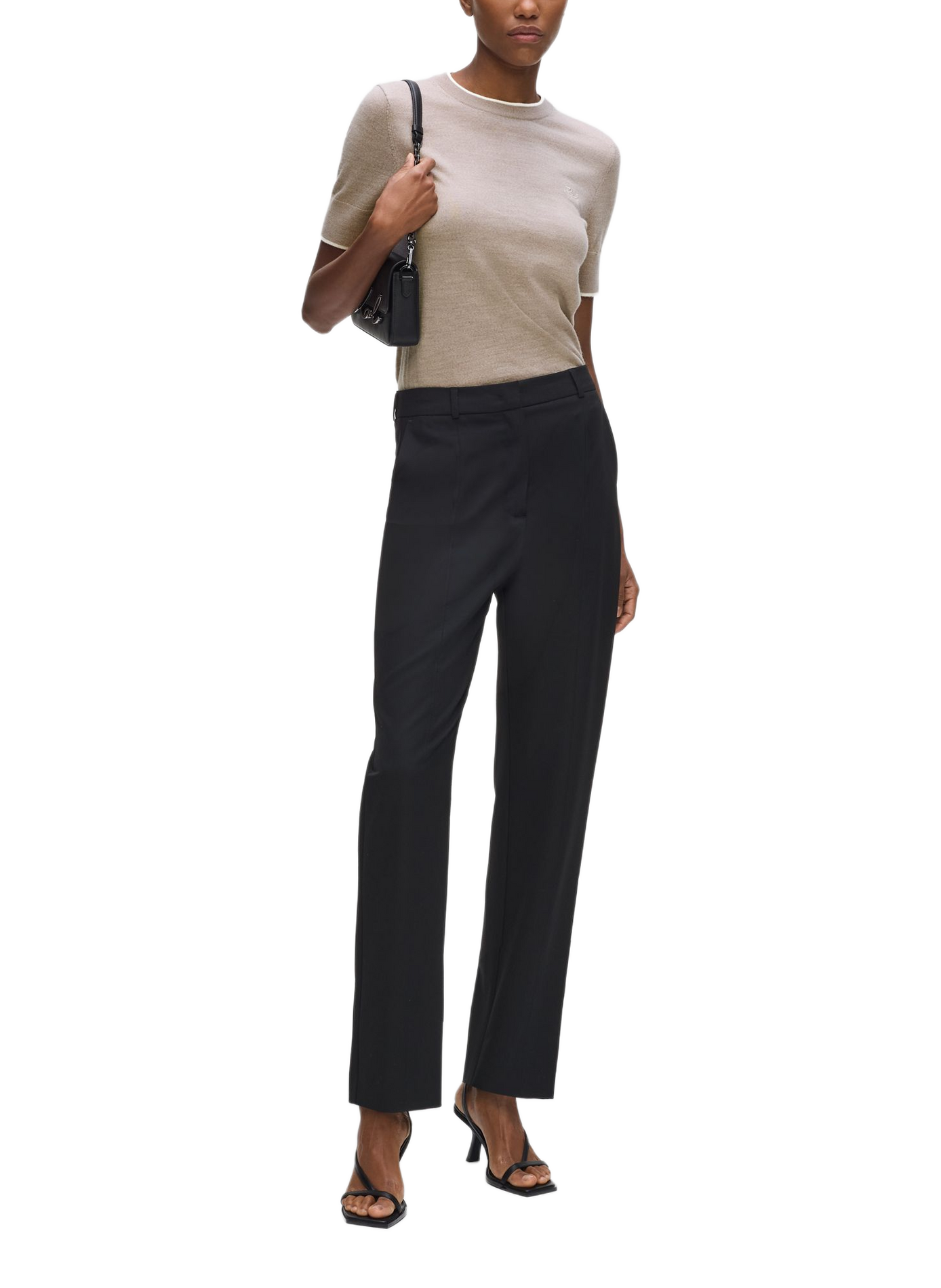 Pull manches courtes en laine KARL LAGERFELD Beige