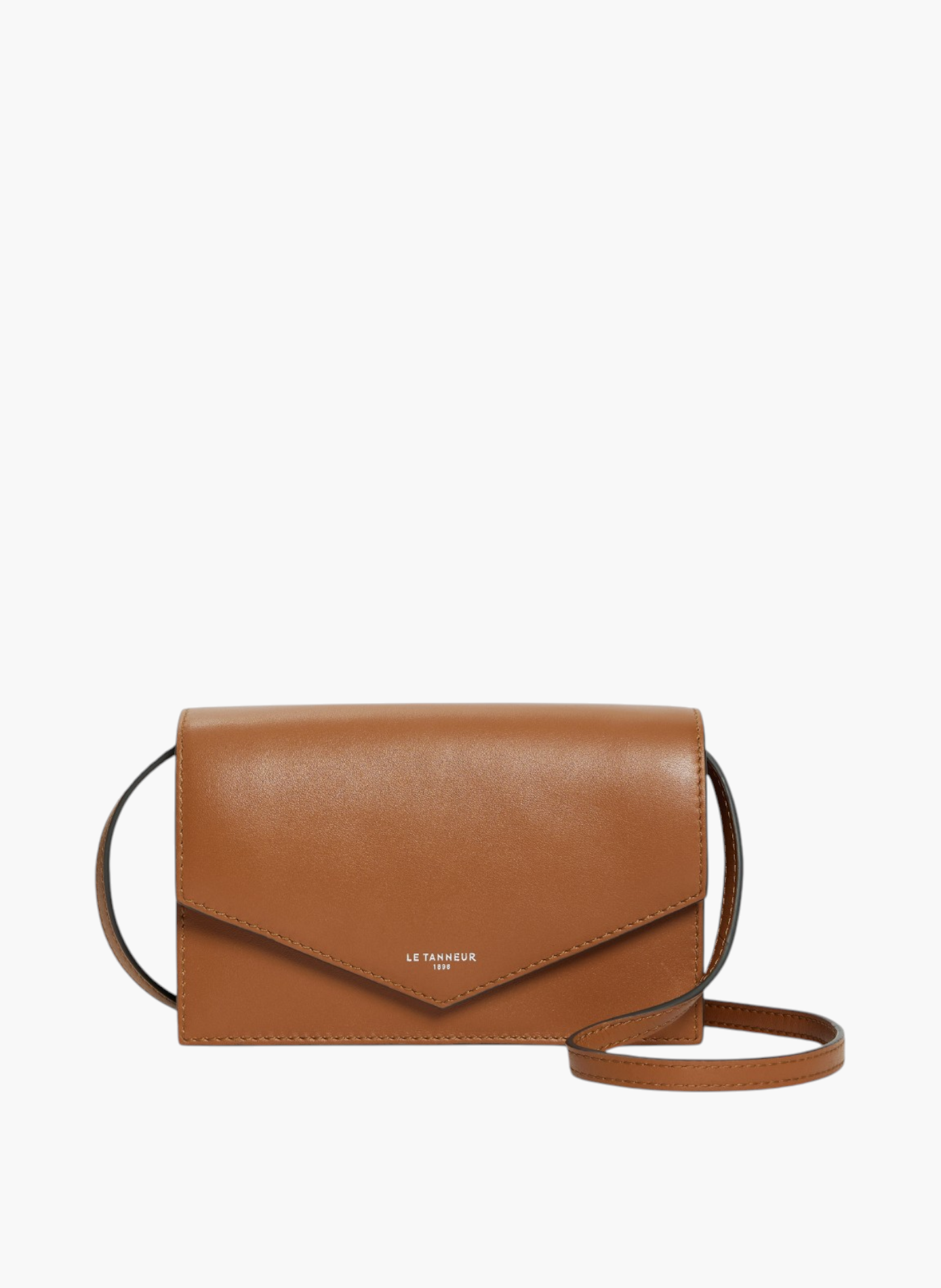 Sac pochette avec bandoulière en cuir lisse LE TANNEUR Marron