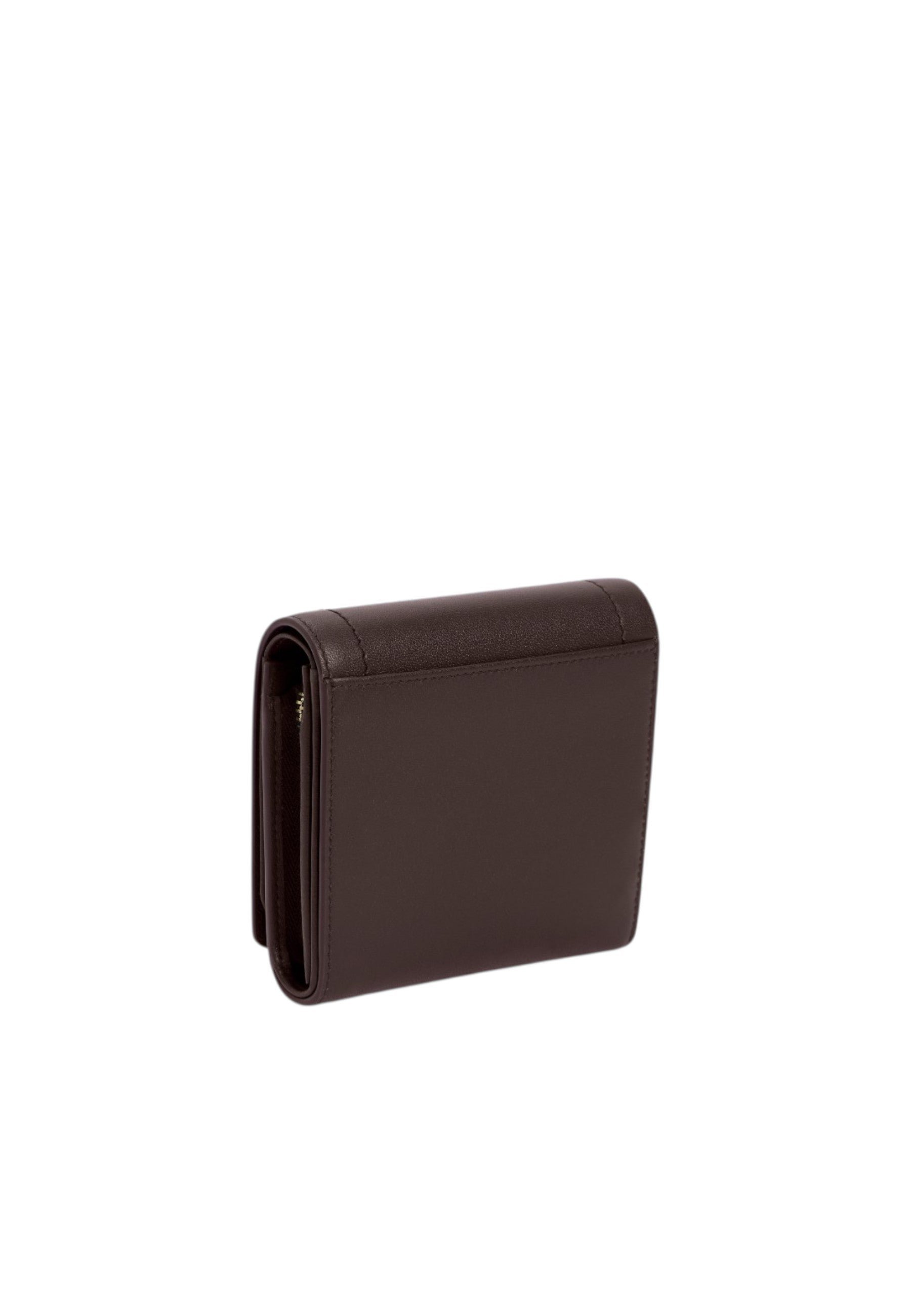 Petit portefeuille à rabat louison en cuir lisse LE TANNEUR Marron