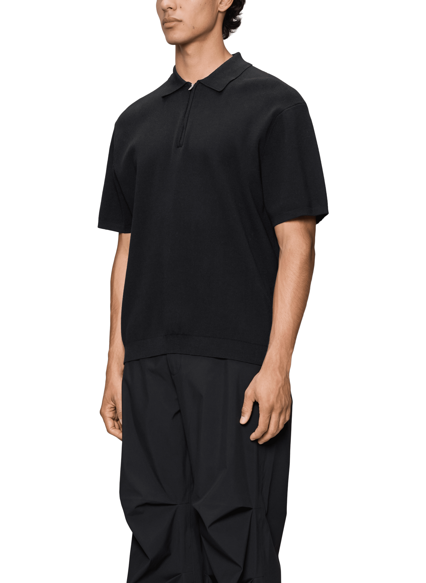 Straight fit coton Sleeve polo RAINS Black
