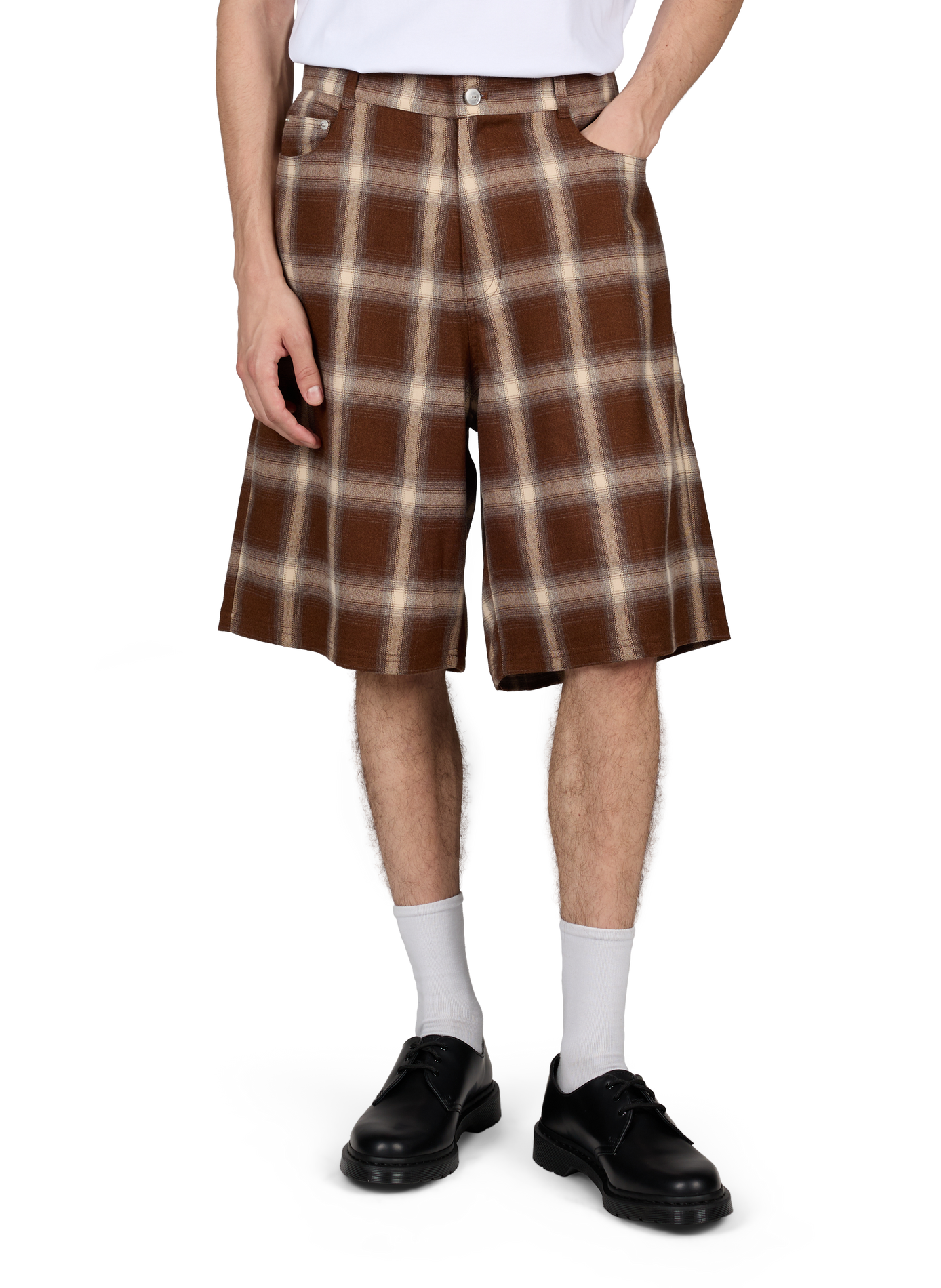 Straight Bermuda Shorts with Plaid Print ARTE ANTWERP Brown