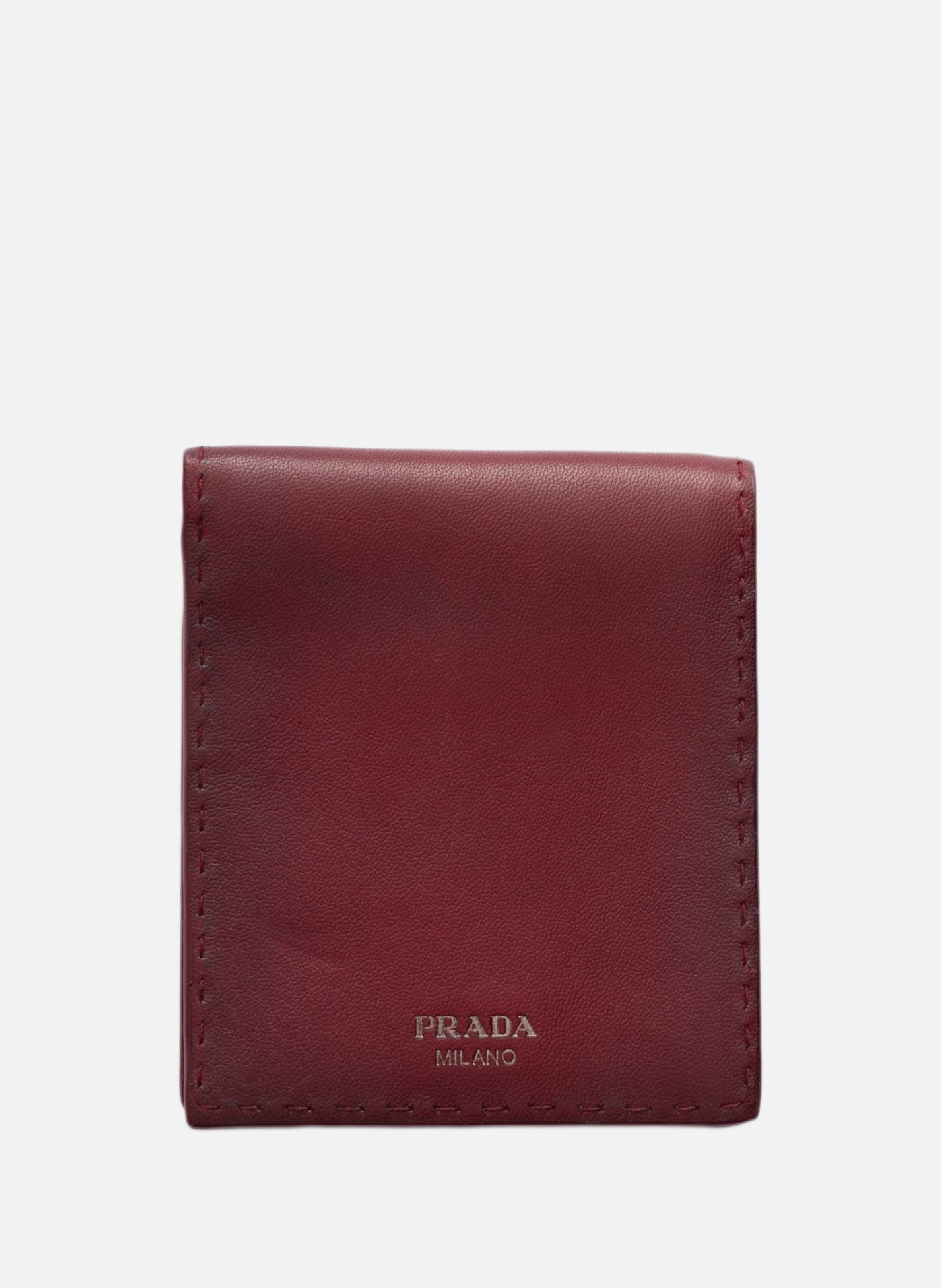 Portefeuille en cuir vieilli PRADA Rouge