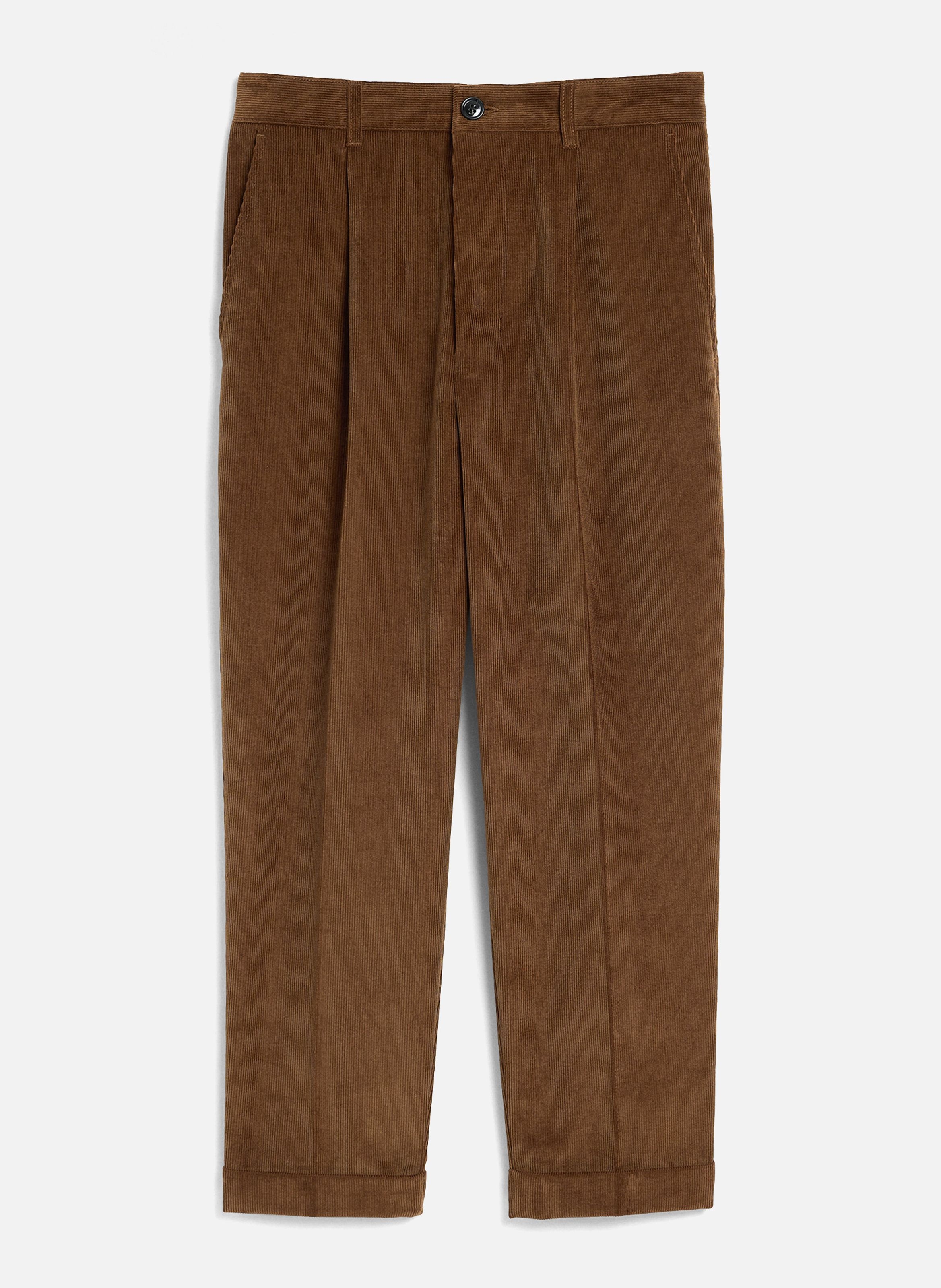 Pantalon coupe carotte en velours de coton AMI PARIS Marron