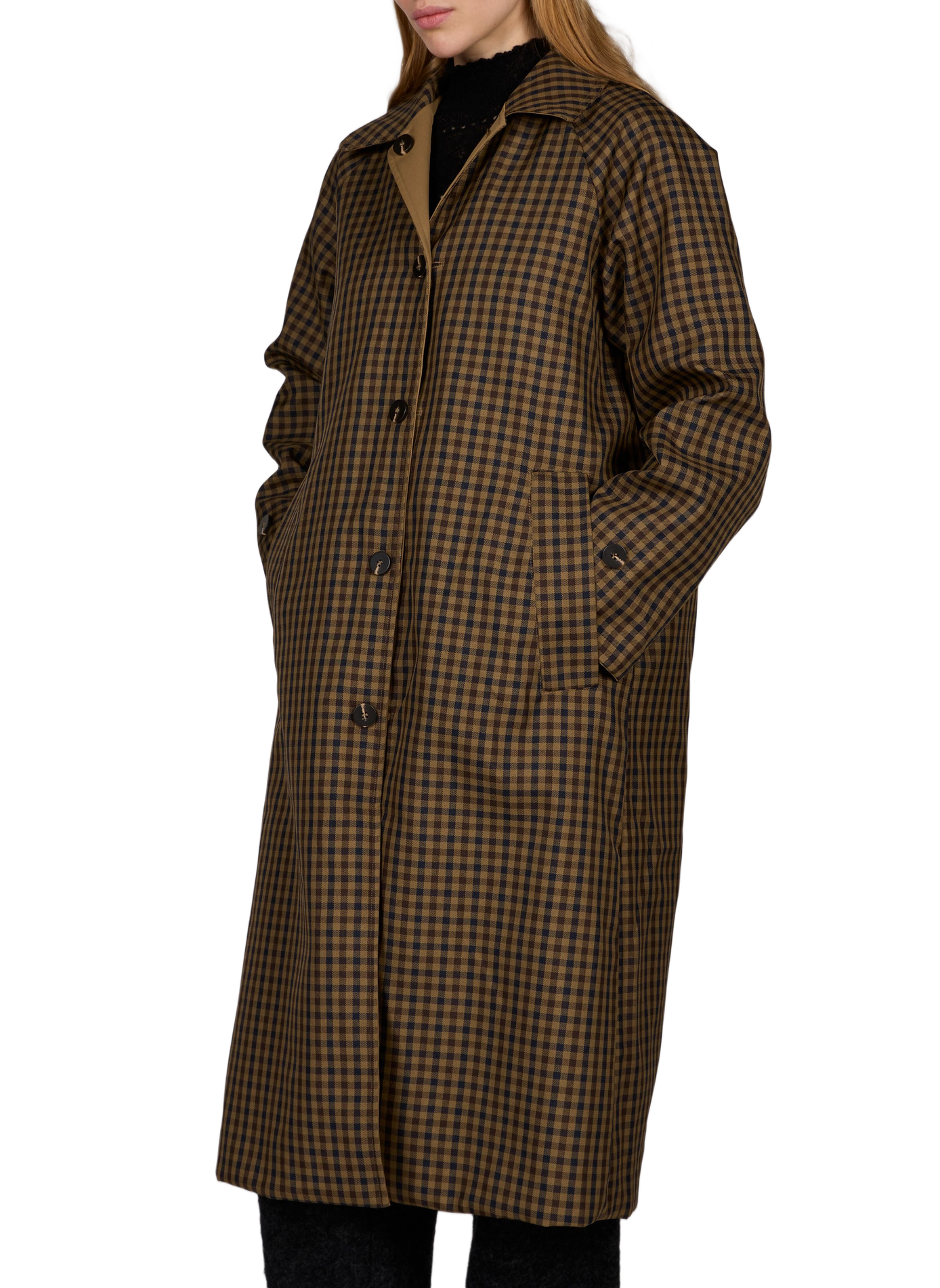 Tenela classic collar mid-length straight trench coat VILA Beige